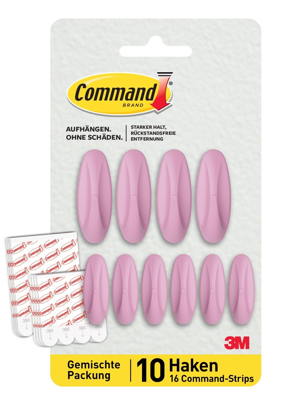 Command Designer Haken, Farbe Flieder - 10 Wandhaken (4 große, 6 mittlere) und 16 Klebestreifen (8 große, 8 mittlere) - Befestigen, Dekorieren und Organisieren ohne Beschädigung
