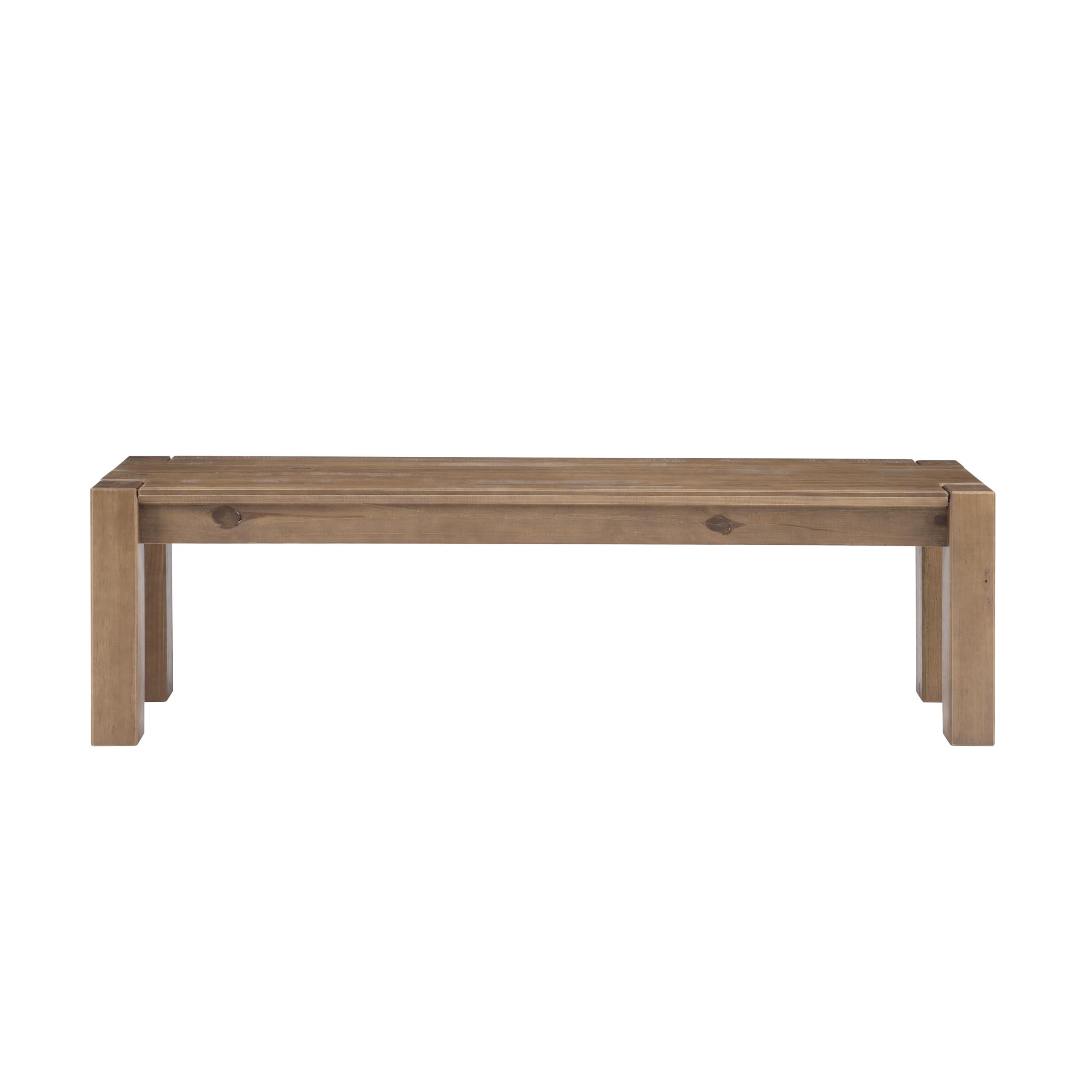 Linon Rylie Natural Wire Brushed Solid Pine Wood Backless Dining Bench