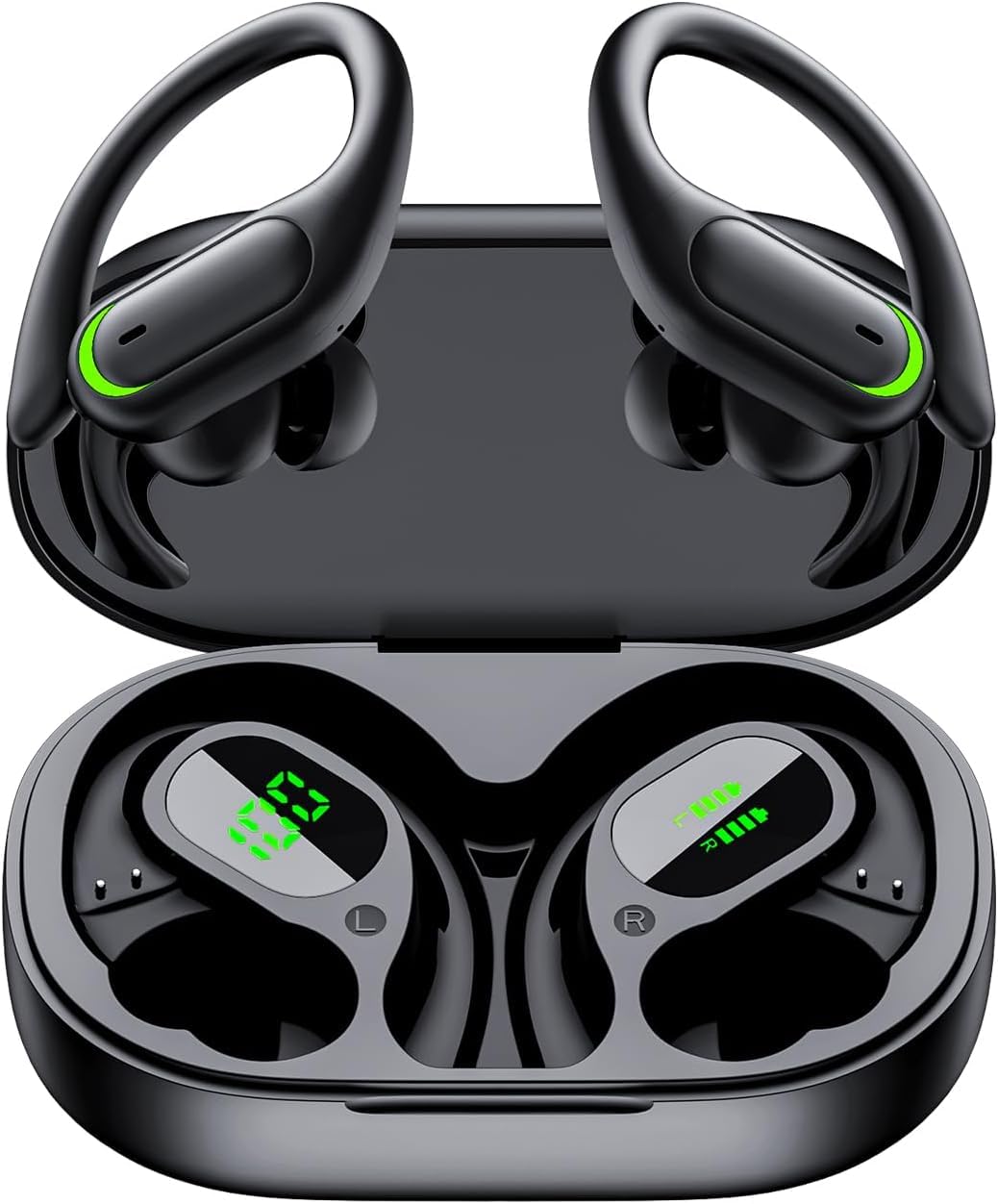 Bluetooth Kopfhörer Sport, 2026 In Ear Kopfhörer Bluetooth 5.4 mit 60h Spielzeit, IPX7 Wasserdichte Kopfhörer Kabellos Bluetooth mit LED Display, Tiefer Bass Hi-Fi Stereo für Arbeit & Fitness USB-C