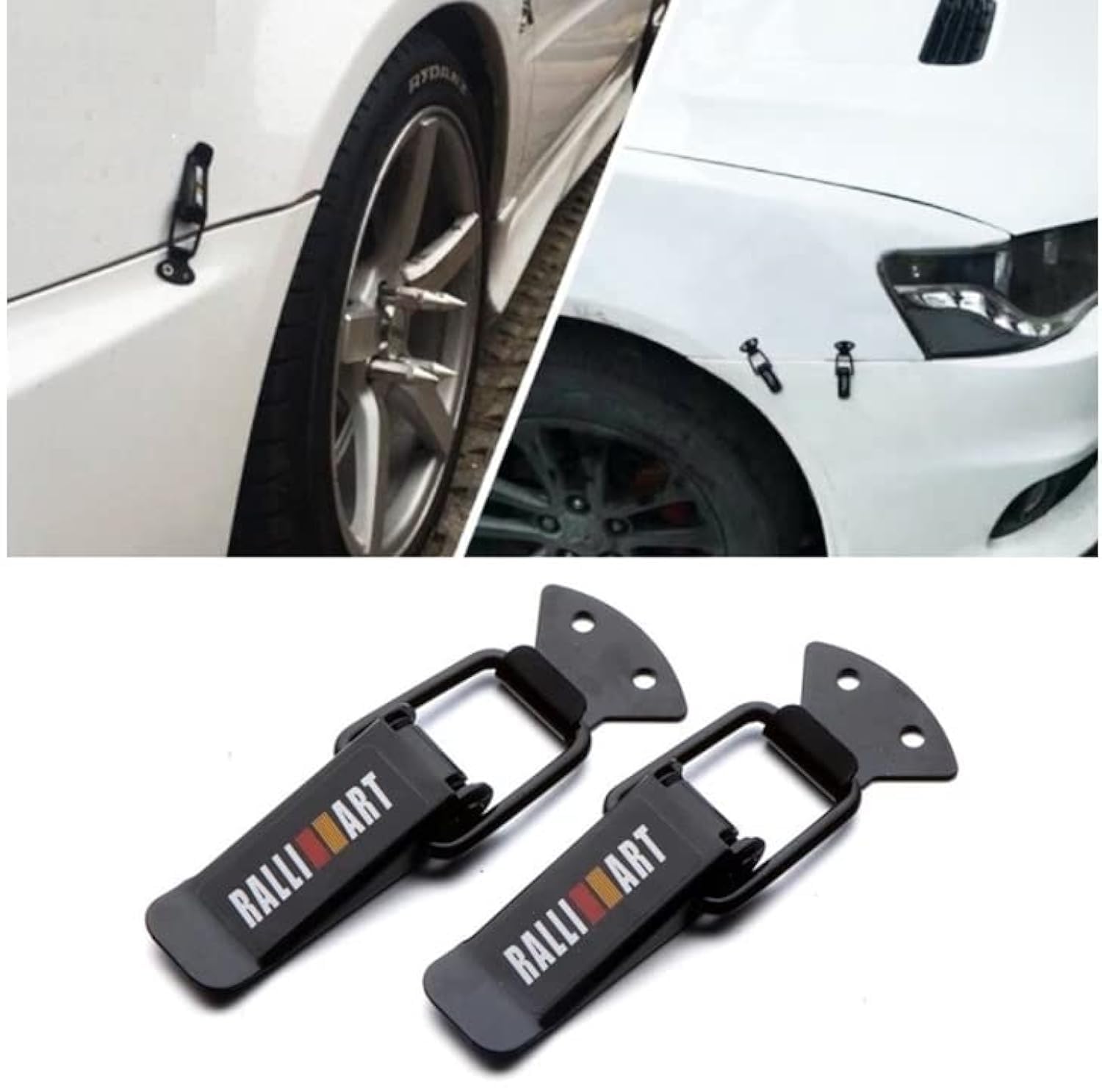 AutoBizarre Car Bumper Security Hook Lock Clips Kit Quick Release Fasteners Ralli Art Bumper Clips for Car Bumpers, Fenders, Trunk and Hatch Lids Compatible with All Cars (Set of 2)