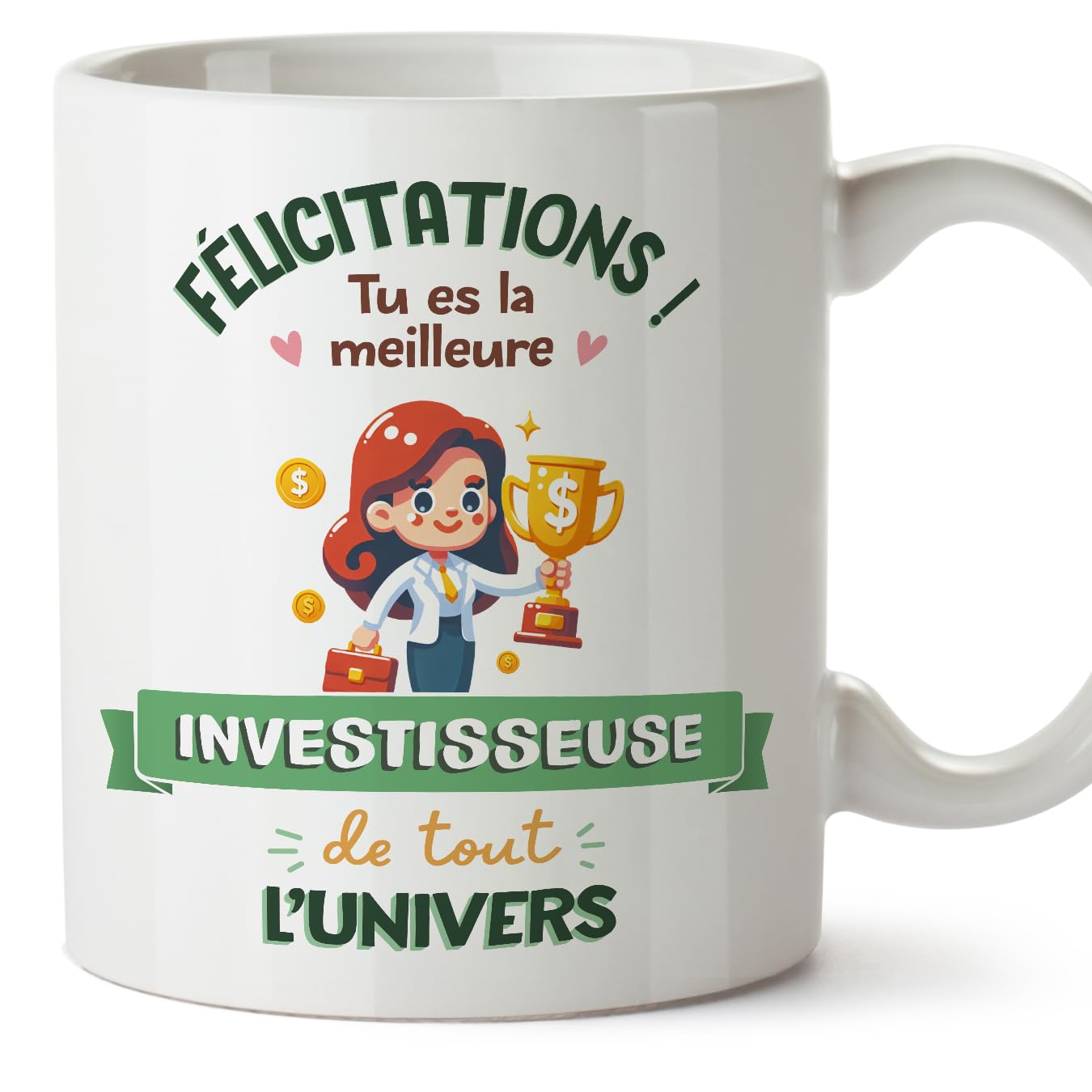 MUGFFINS Investor Woman Mug - in French - Meilleur Univers Trophée - Funny Gift for Colleagues - Ceramic 11oz Mug — image 1
