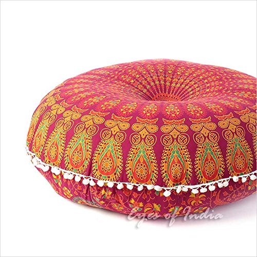 Eyes of India - 32' Bordeaux Rouge Mandala Coussin DE Sol SIÈGES Housse Coussin Hippie décorative bohémien Indienne Boho