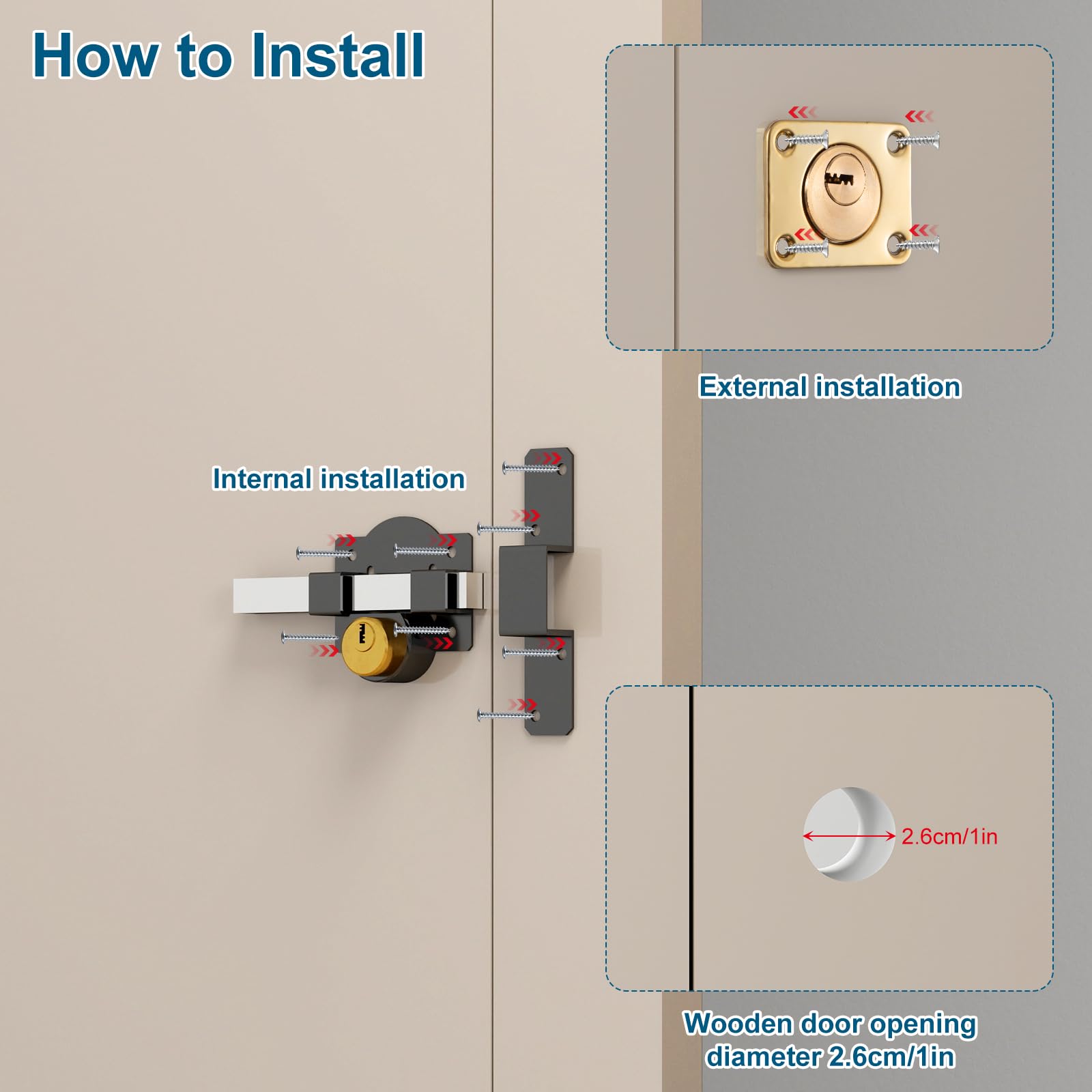 Serratura Lunga Per Cancello Chiavistello Con Chiave Chiavistello Porta In Acciaio Inossidabile Per Porta Del Garage o Cancello In Legno Nero