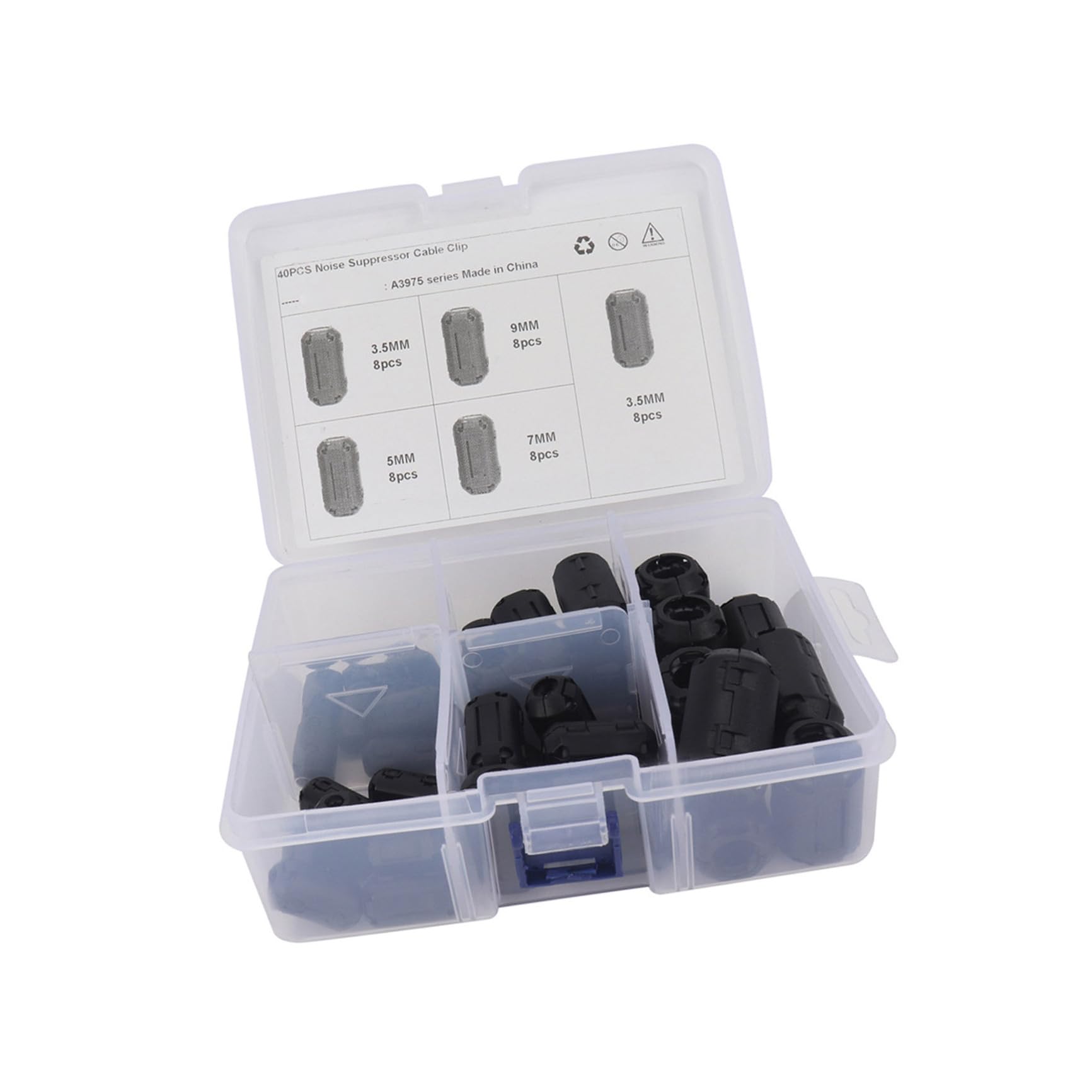 40 Piezas Clip de Ferrita para Cables Filtros de Ruido y de de Ferrita Clips para Cables Antirruido y Antiinterferencias