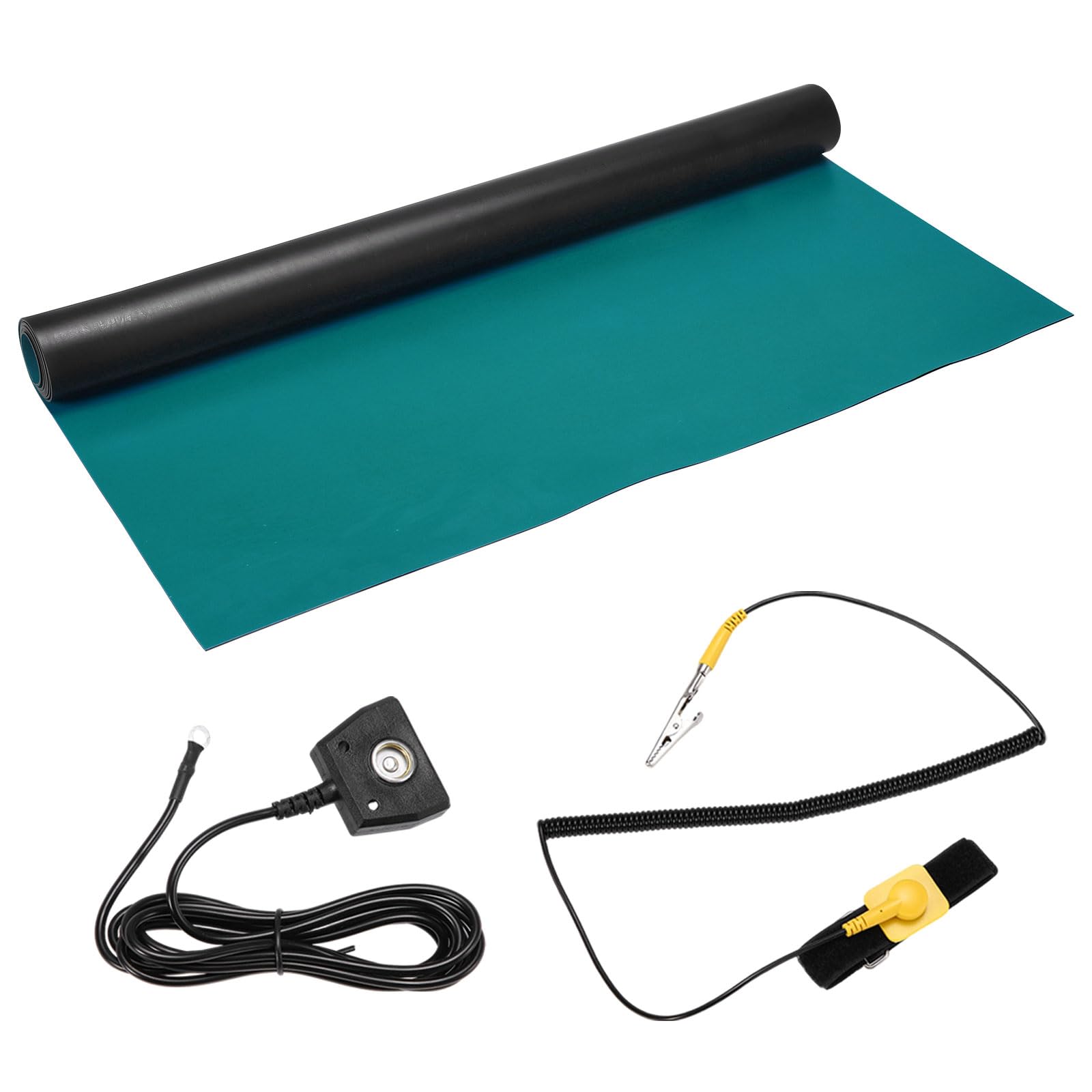 QUARKZMAN Antistatikmatte Set Mit ESD Armband Und Erdungskabel 36"x48" PVC ESD Lötmatte Für Computer Handy Elektronikreparatur Heim PC Zusammenbau Upgrade Grün