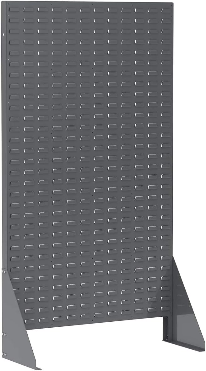 Akro-Mils 30661 Heavy Duty Single-Sided Steel Louvered Panel Standing Storage Rack Garage Organizer for Mounting AkroBin Storage Bins, 36-Inch L x 13-Inch W x 66-Inch H, Grey