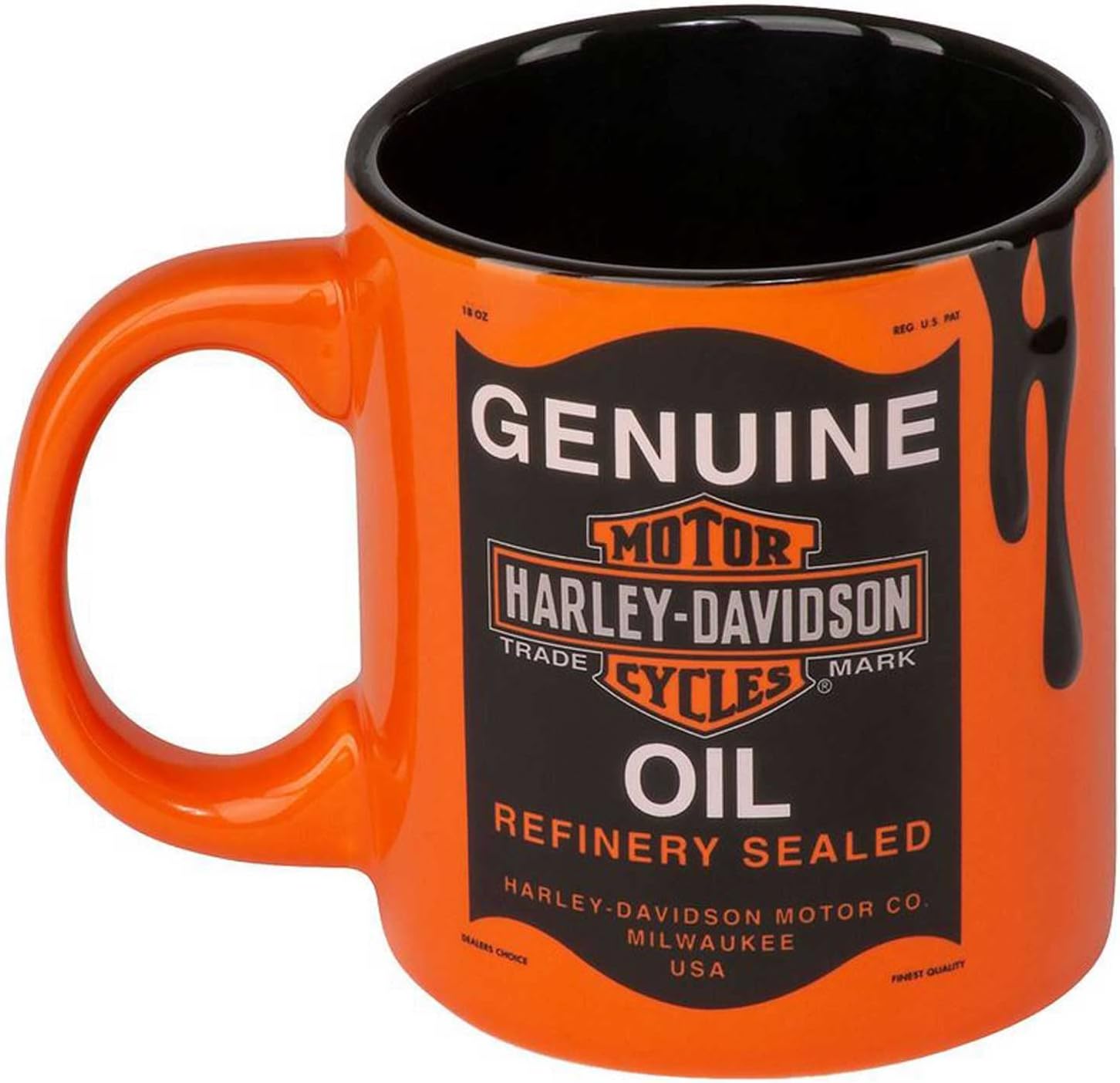 Oil Can Bar & Shield Logo 18 oz. Ceramic Coffee Mug - Orange
