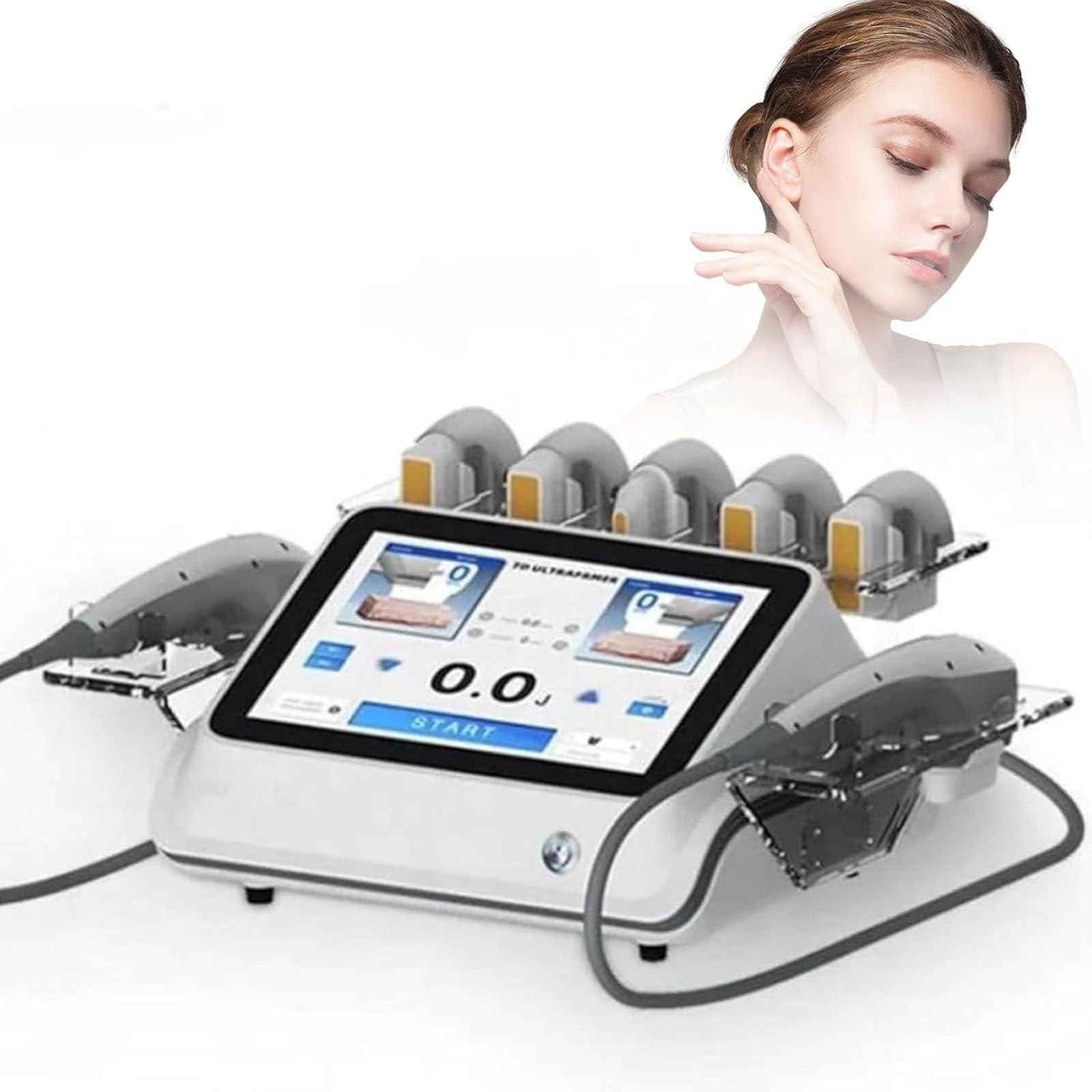 Zhpped Multicolor 7D Hifu Machine For Facial Lift And Body Shaping, Professional Face & Body Lifting Machine, Facial Beauty Machine With 2 Handles,Safe And Painless For Anti Wrinkle,7Heads