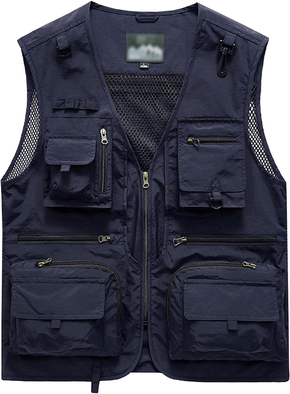 Flygo Men's Mesh 15 Pockets Photography Fishing Hunting Outdoor Quick Dry Vest Breathable Waistcoat Jackets (XX-Large, Style 02 Navy Blue)