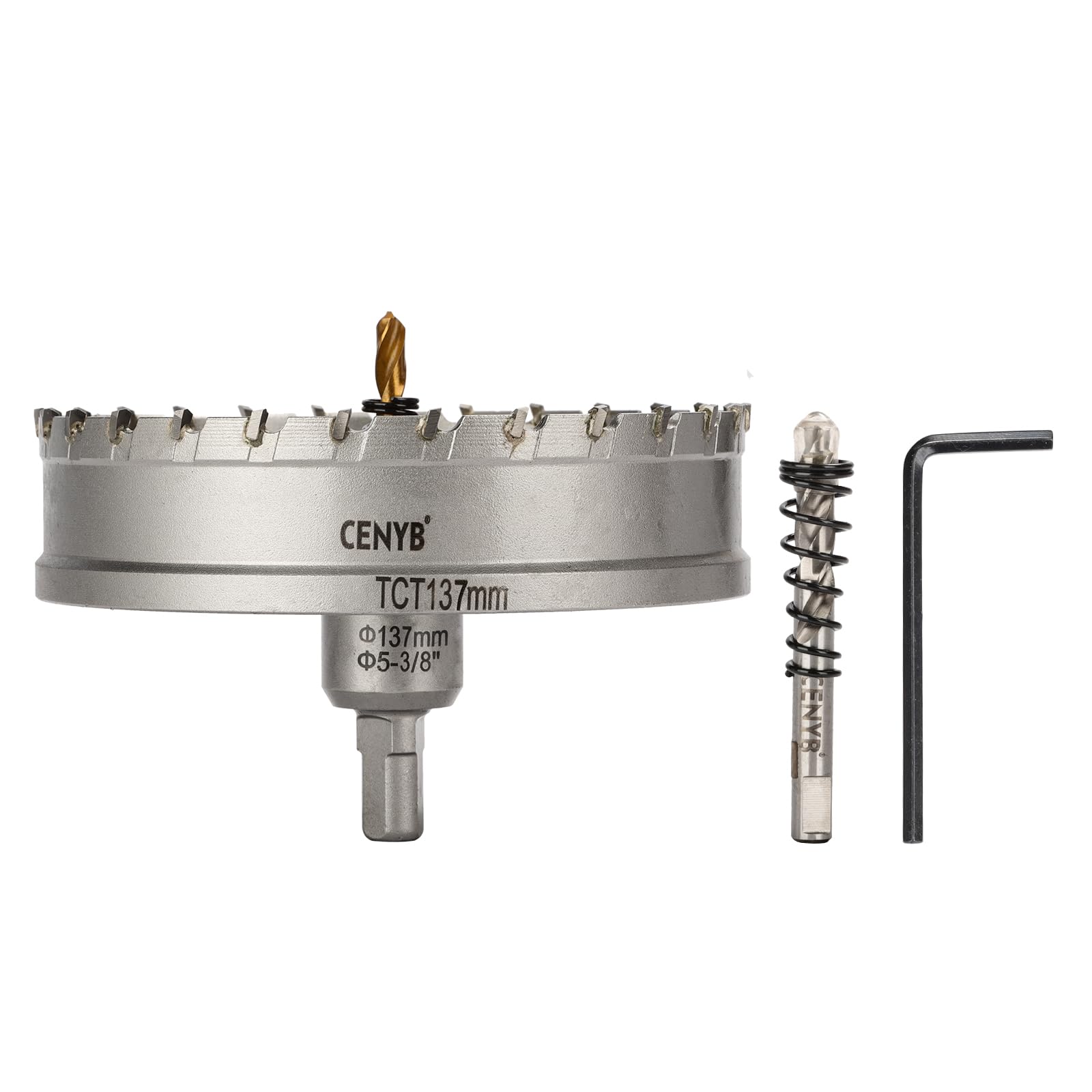 2-1/8" (54mm) Tungsten Carbide Tipped Hole Saw with 2Pcs Titanium-Plated Pilot Drill Bits for Metal, Steel, Iron, Wood, Plastic — view 65