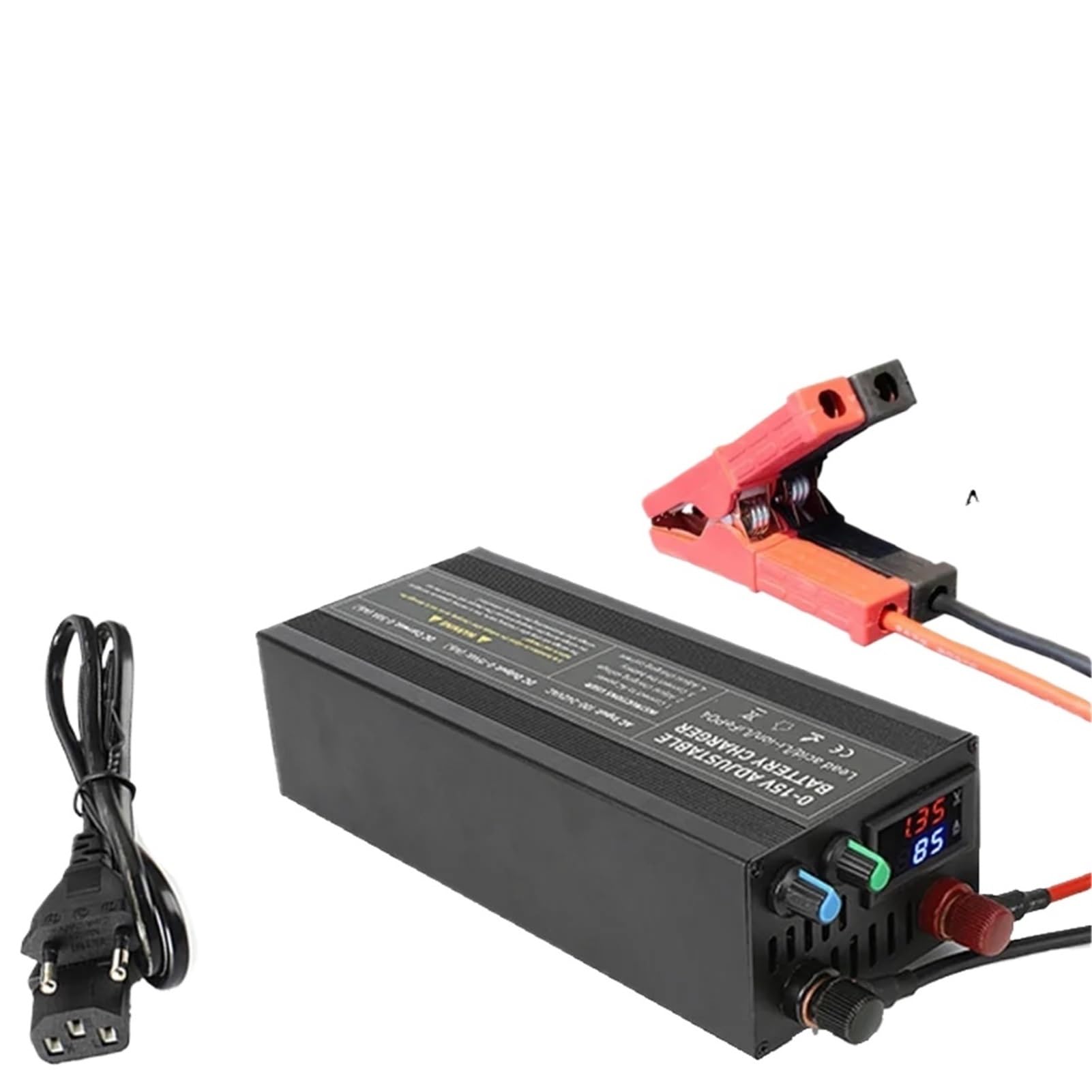 Chargeur de batterie haute puissance 14,6 V 60 A/85 A/100 A LCD Smart Chargeur universel Charge rapide pour courant et tension réglables de 0 à 15 V (CT100A avec clip)