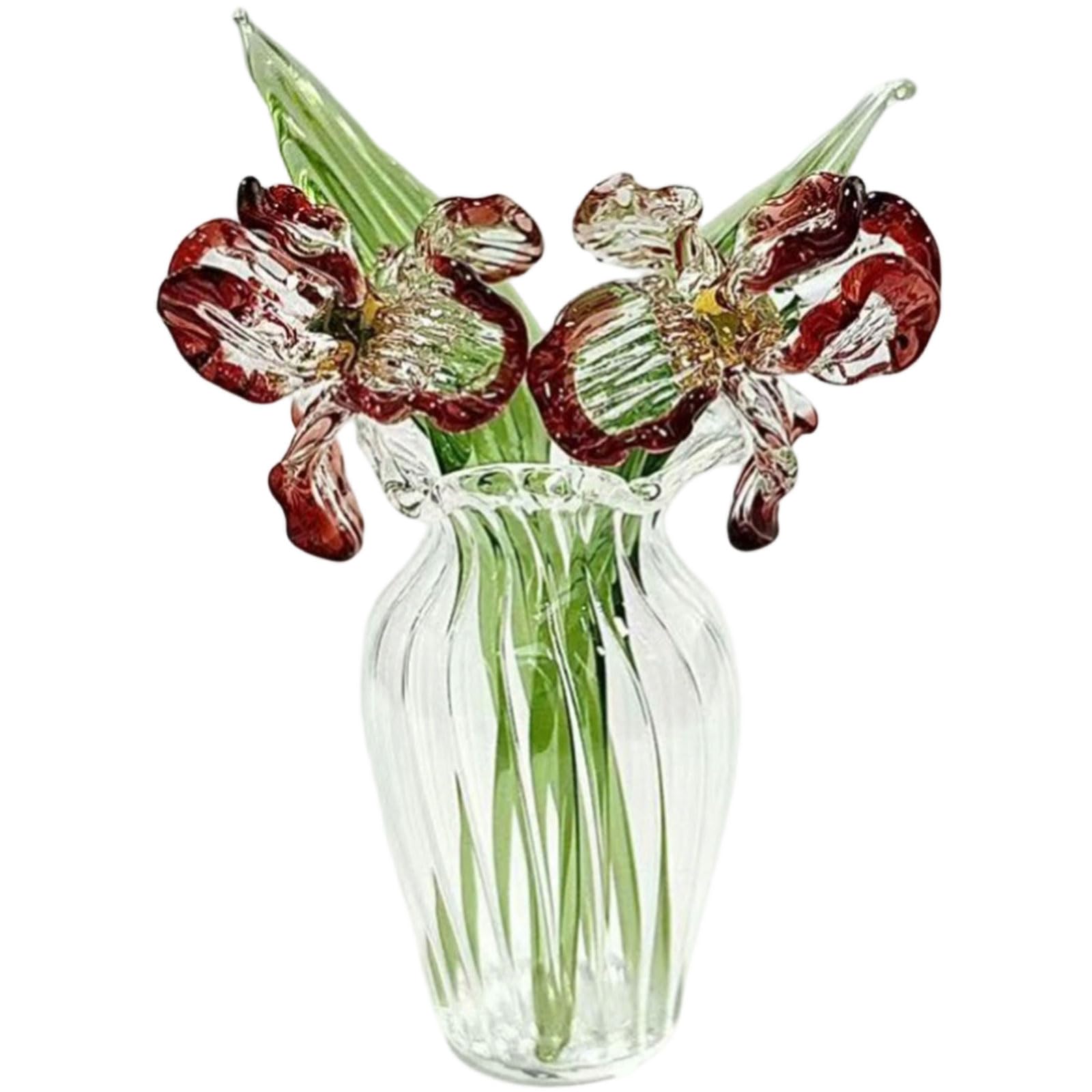 Whoasyst Clear Glass Vase Decoration with Colored Glaze Flower for Home Flower Arrangement Anniversary Wedding Table Centerpieces Glass Vase