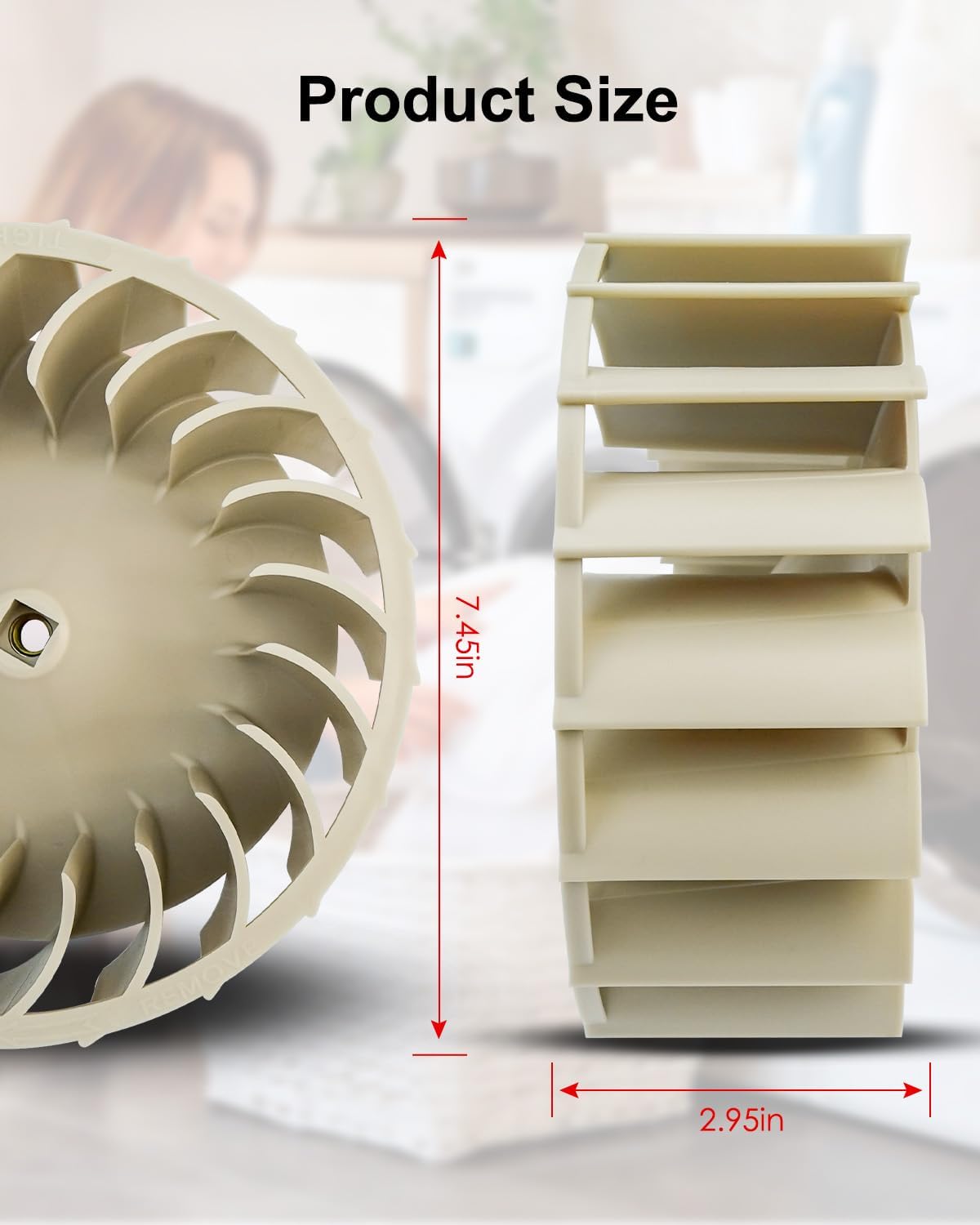 WP697772 697772 Dryer Blower Wheel Replacement Fit for Whirlpool Maytag Kenmore，Blower Wheel Replace 687613 W10211915 W10874014 PS11743811 AP6010627ace Part Number 697772 AP6010627
