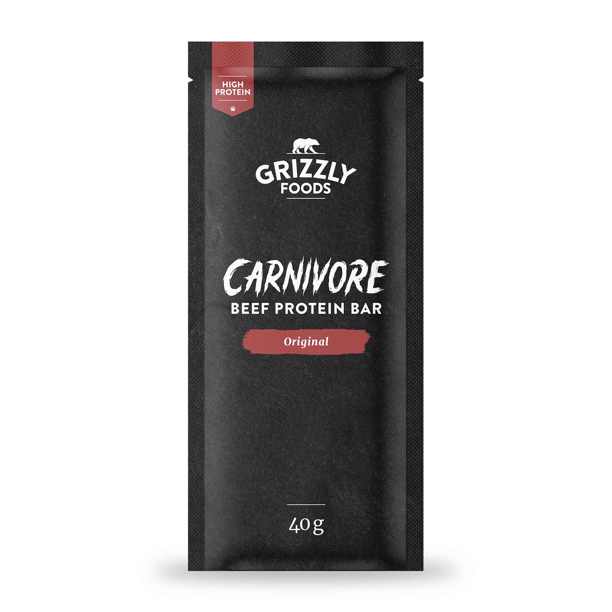 Grizzly Foods • Carnivore Beef Bars (5 x 40g) • 100% Rindfleisch • Hoher Eiweißgehalt • Ohne Zucker & Zusätze • Low Carb Snack • Fleischriegel für Sport, Fitness, Muskelaufbau & unterwegs