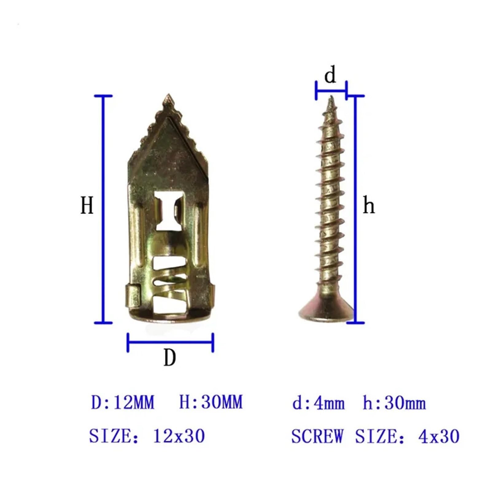 10/20set Hammer Treiber Anker Mit Schraube Hohl Wand Stecker Nagel-in Trockenbau Gipskarton Befestigung Expansion Bolzen(20set)