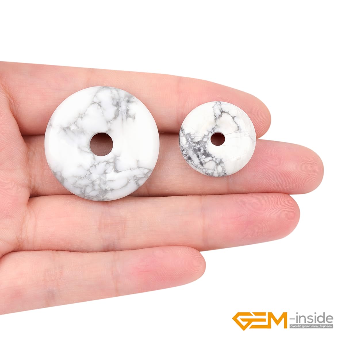 Gem-Inside Perles Rondes En Howlite Blanche De 30 Mm Pour La Fabrication De Bijoux à Pendentifs, énergie Des Chakras, Massage, Outils De Grattage GuaSha