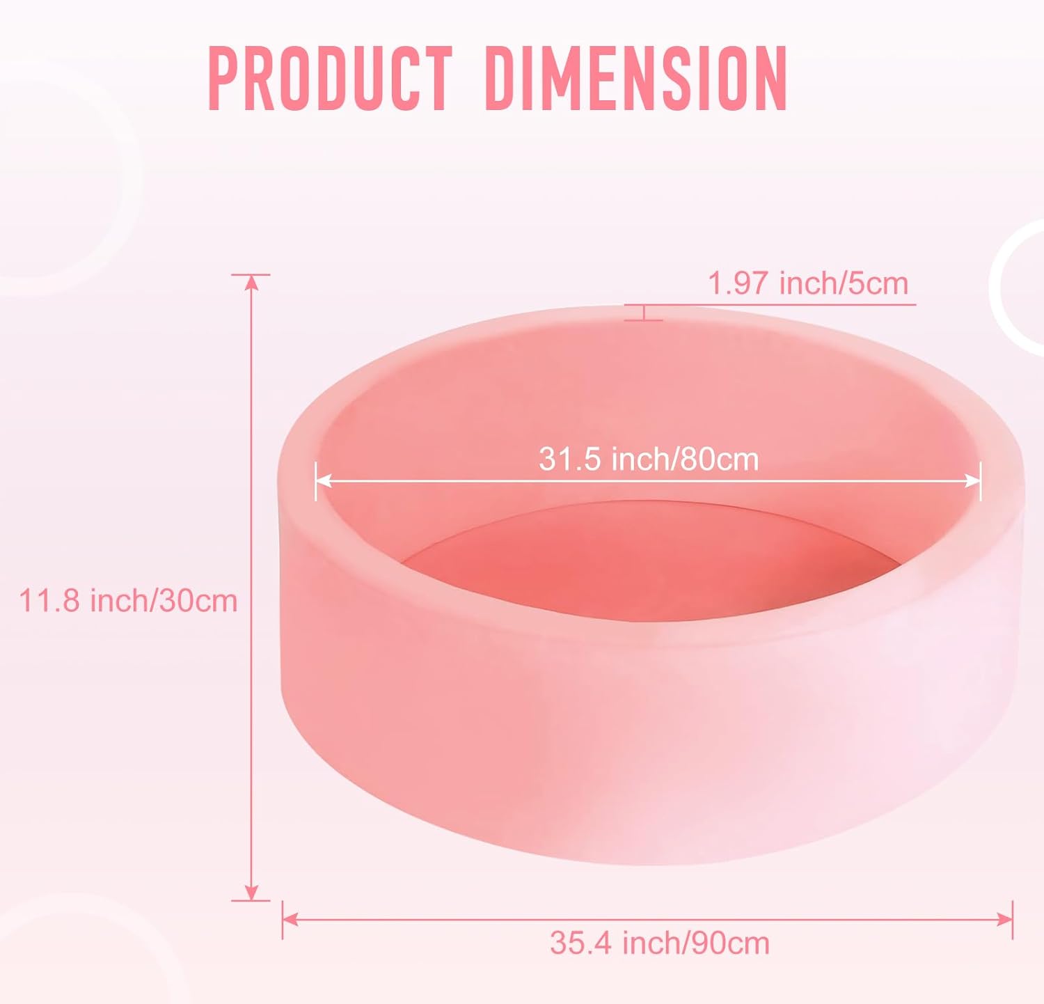 Vanland Foam Ball Pit with Soft Memory Sponge, 35.5 Inches Diameter for Babies, Toddlers, Kids, Easy to Set and Clean, Balls are Not Include