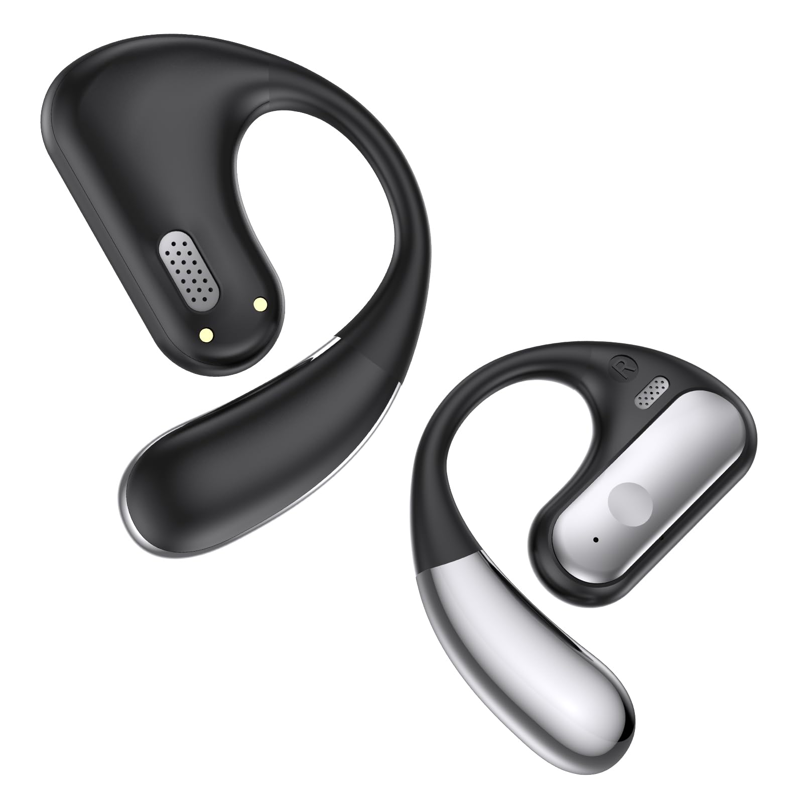 Open Ear Bluetooth 5.4 Earbuds, 2024 Wireless Headphones Sport Over Earphones Built-in Mic with Ear Hooks 50H Playtime Ear Buds LED Display Charging Case, Waterproof Design for Running Fitness, Black