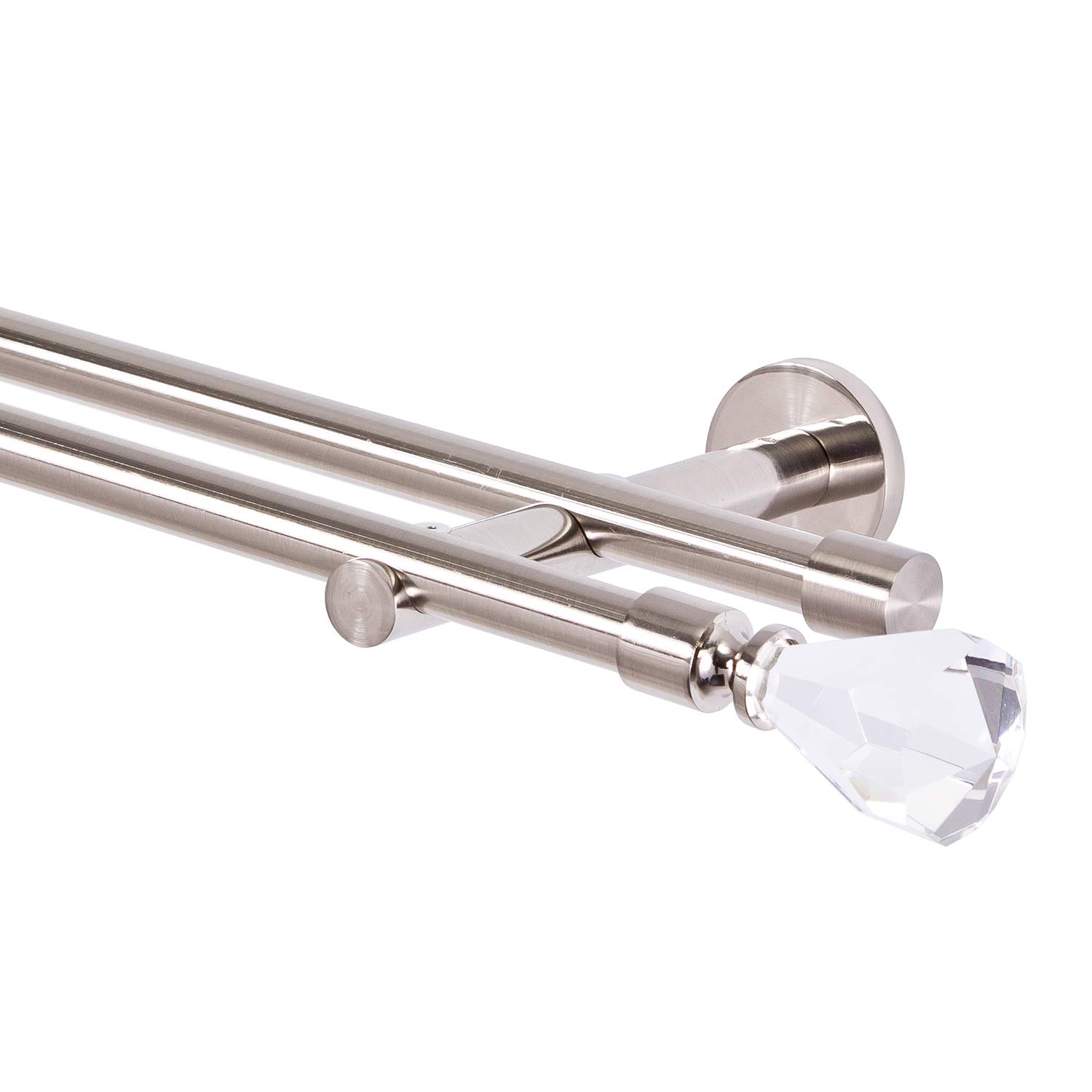 Tringle à rideaux double 16 mm aspect acier inoxydable Crystal 120 cm