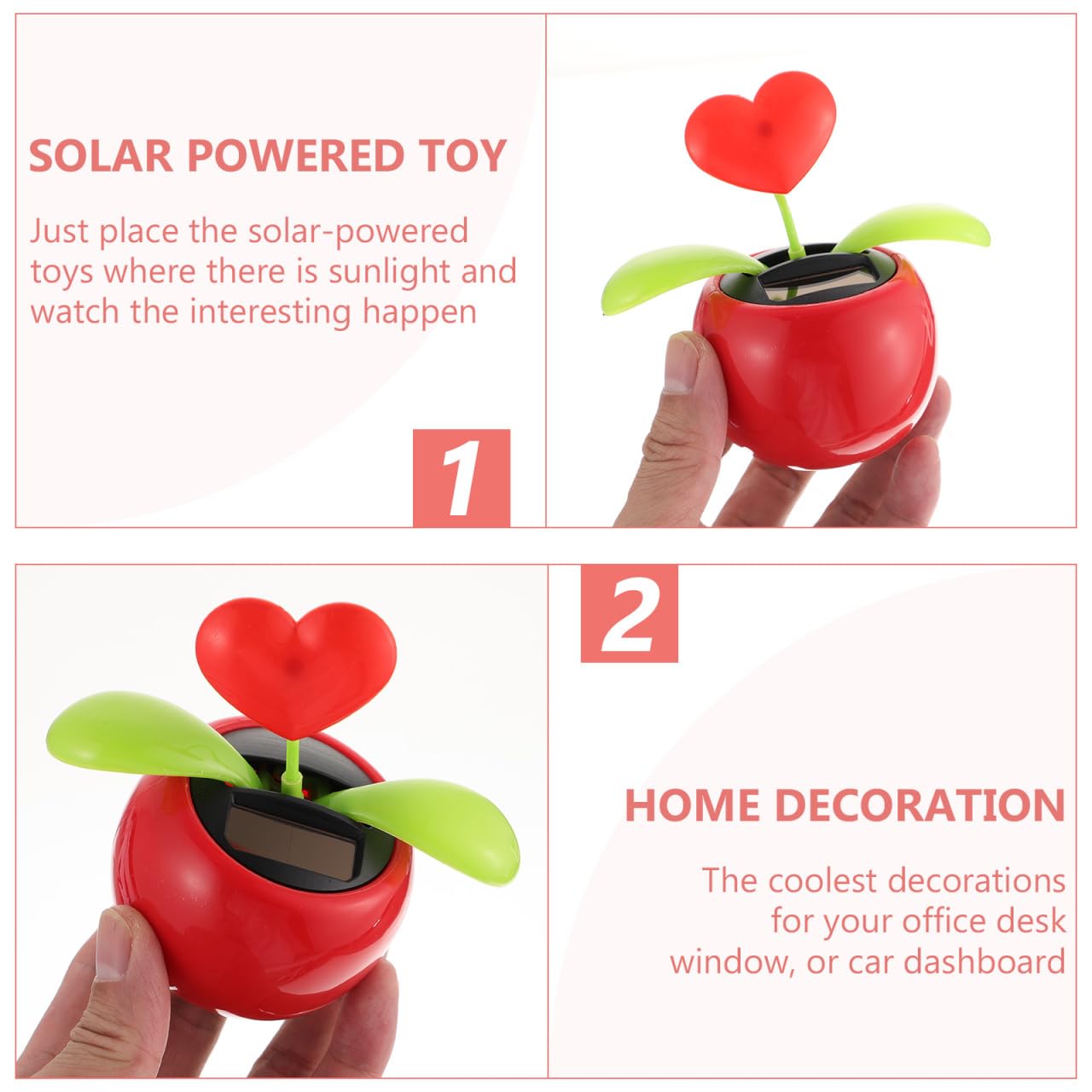 ULTECHNOVO 6Er Set Solarbetriebene Auto Dekoration Herzform Wackelfigur Für Armaturenbrett Fenster Und Schreibtisch Auto Innendekoration