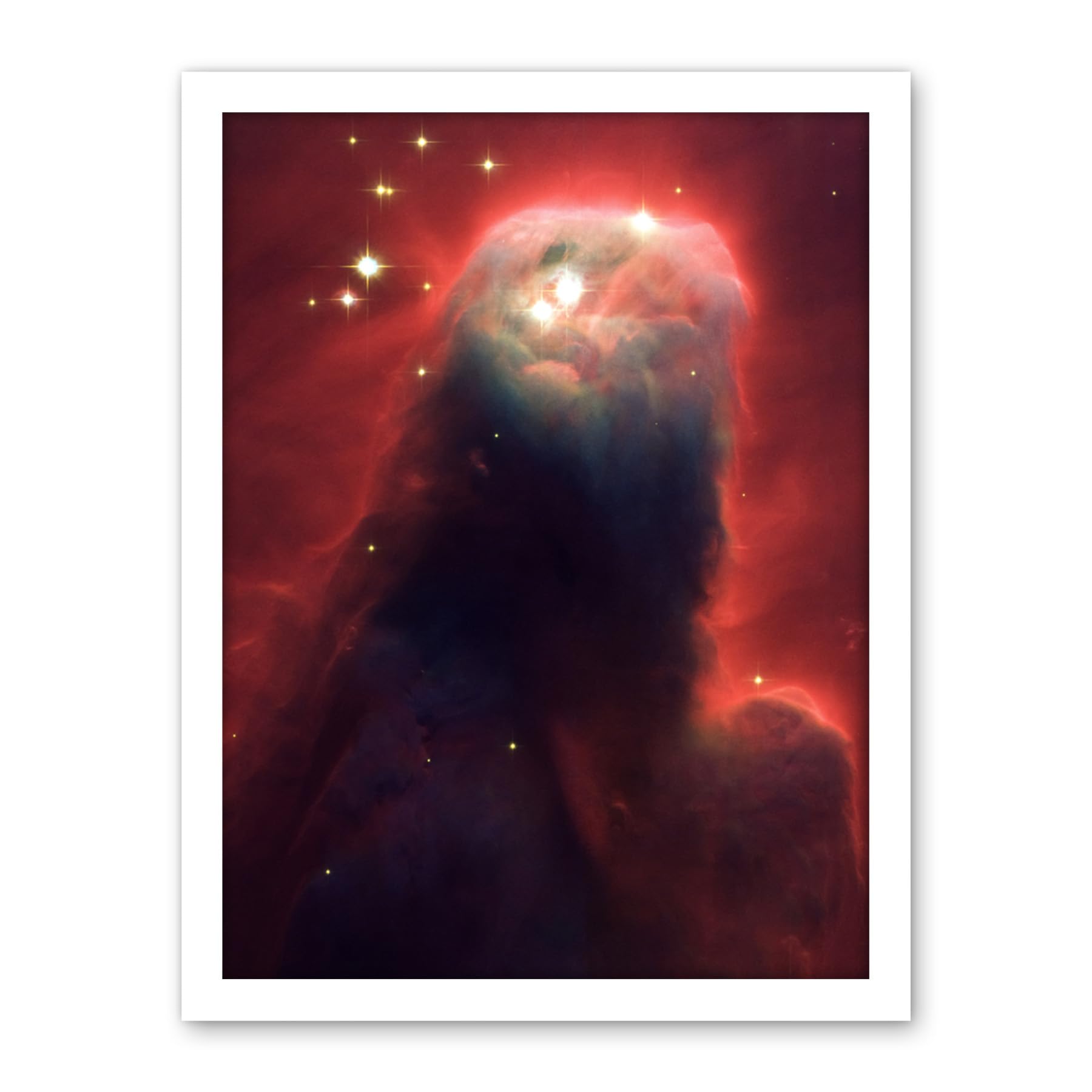 Artery8 Hubble Space Telescope Image Cone Nebula NGC 2264 Large Red Blue Pillar Of Gas And Dust In Star Forming Incubator Region Artwork Framed Wall Art Print 18X24 Inch