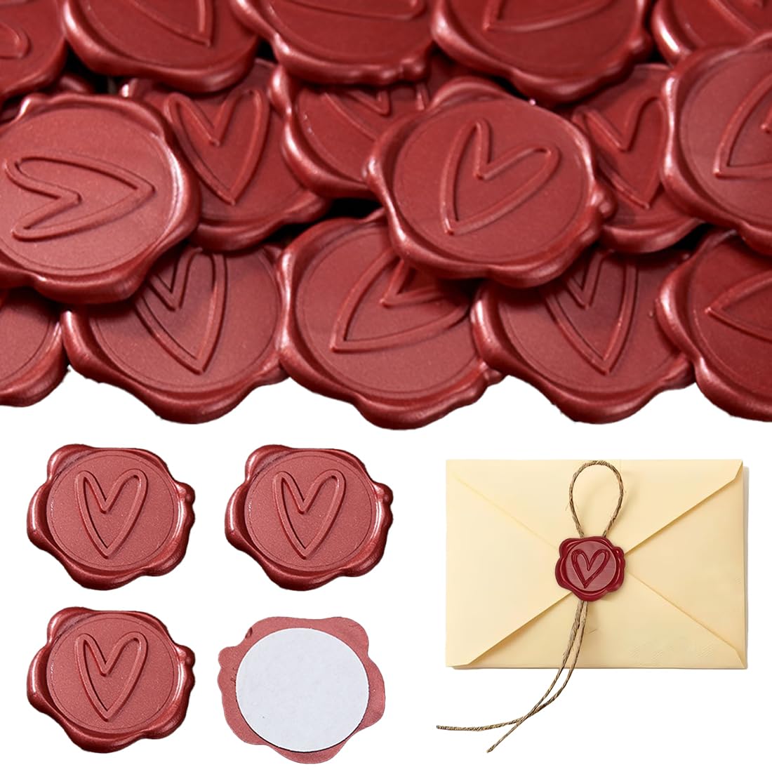 Autocollants à cachet de cire Vintage 30 pièces Mariage Décoration classique Rouge bordeaux