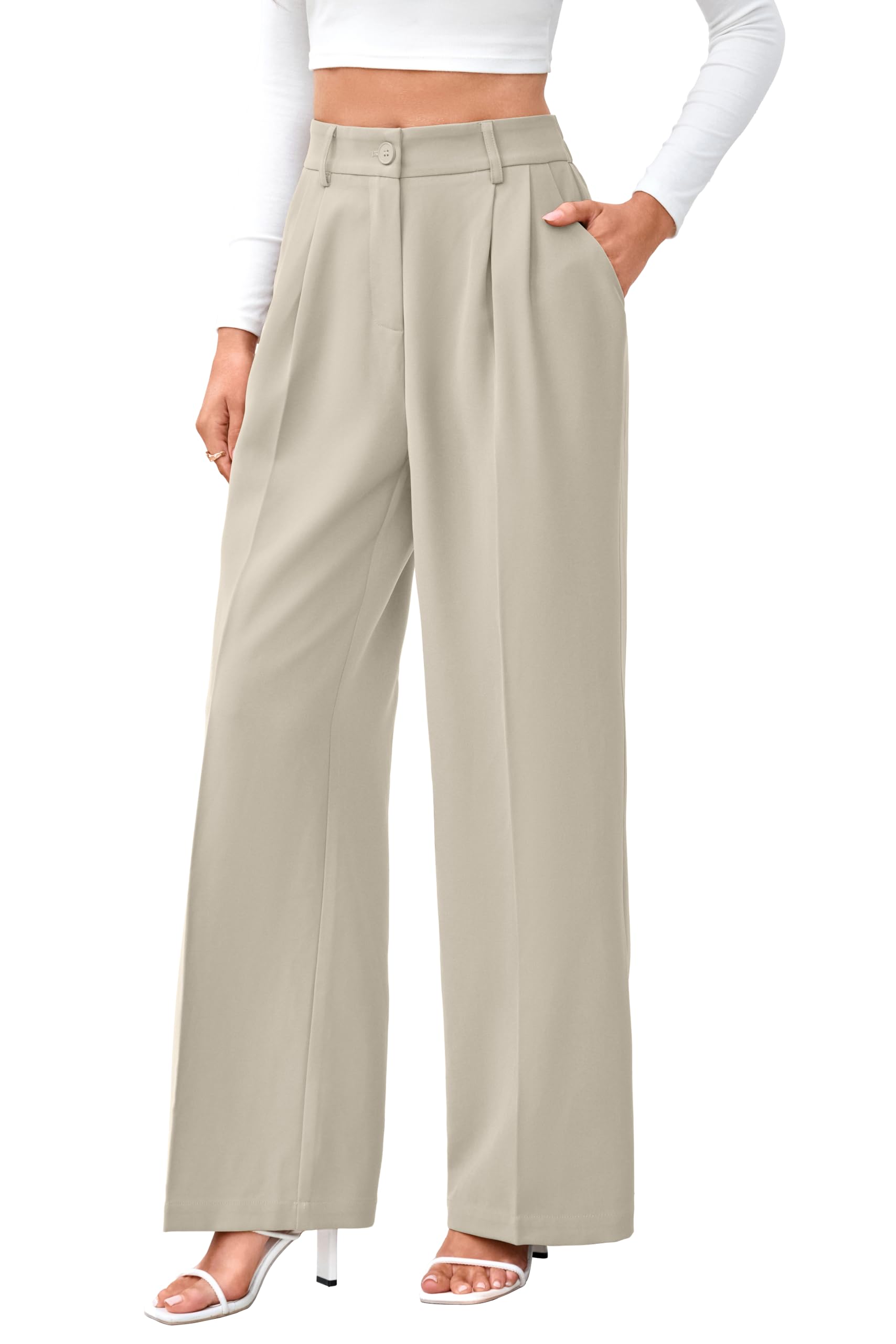 FUNYYZO Wide Leg Dress Pants for Women Work Slacks Business Casual Outfits