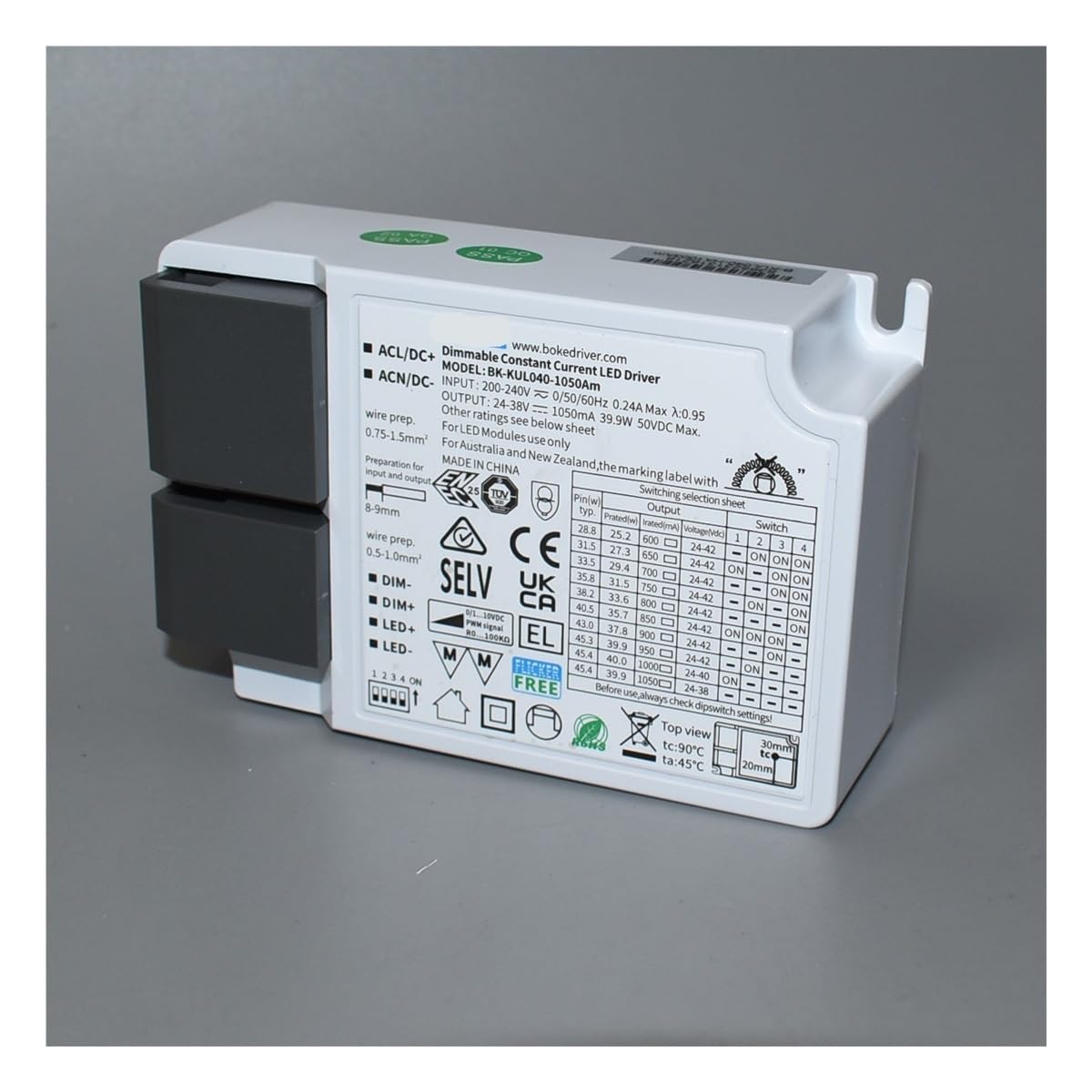Driver LED Commerciale Professionale 1-10V con oscuramento Silenzioso, Alimentatore dimmerabile PWM RX ad Alta efficienza, Uscita di Corrente a 10 Livelli(30W 350-800mA)