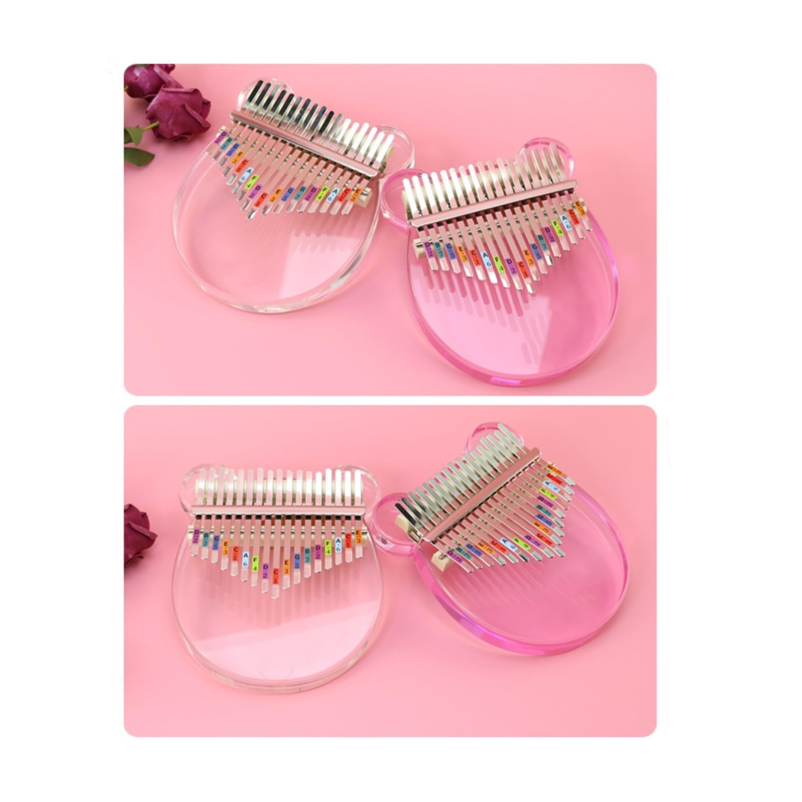Kalimba Rosa O Transparente 17 Notas Instrumento Profesional De Estilo De Dedo Para Principiantes(3)