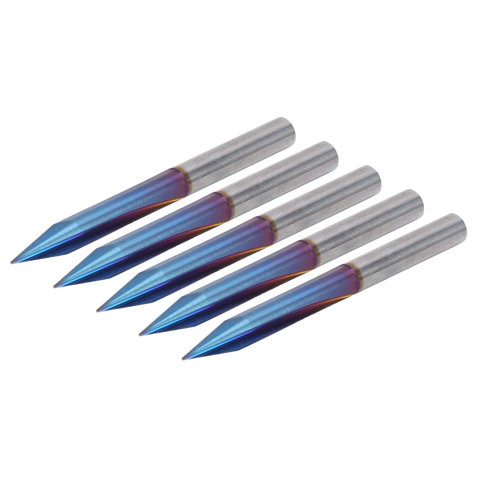 Tungsten Steel 2 Flutes Straight Grooves V Bits Blue Engraving Cutter 4 x 0.5 x 20mm for Woodworking