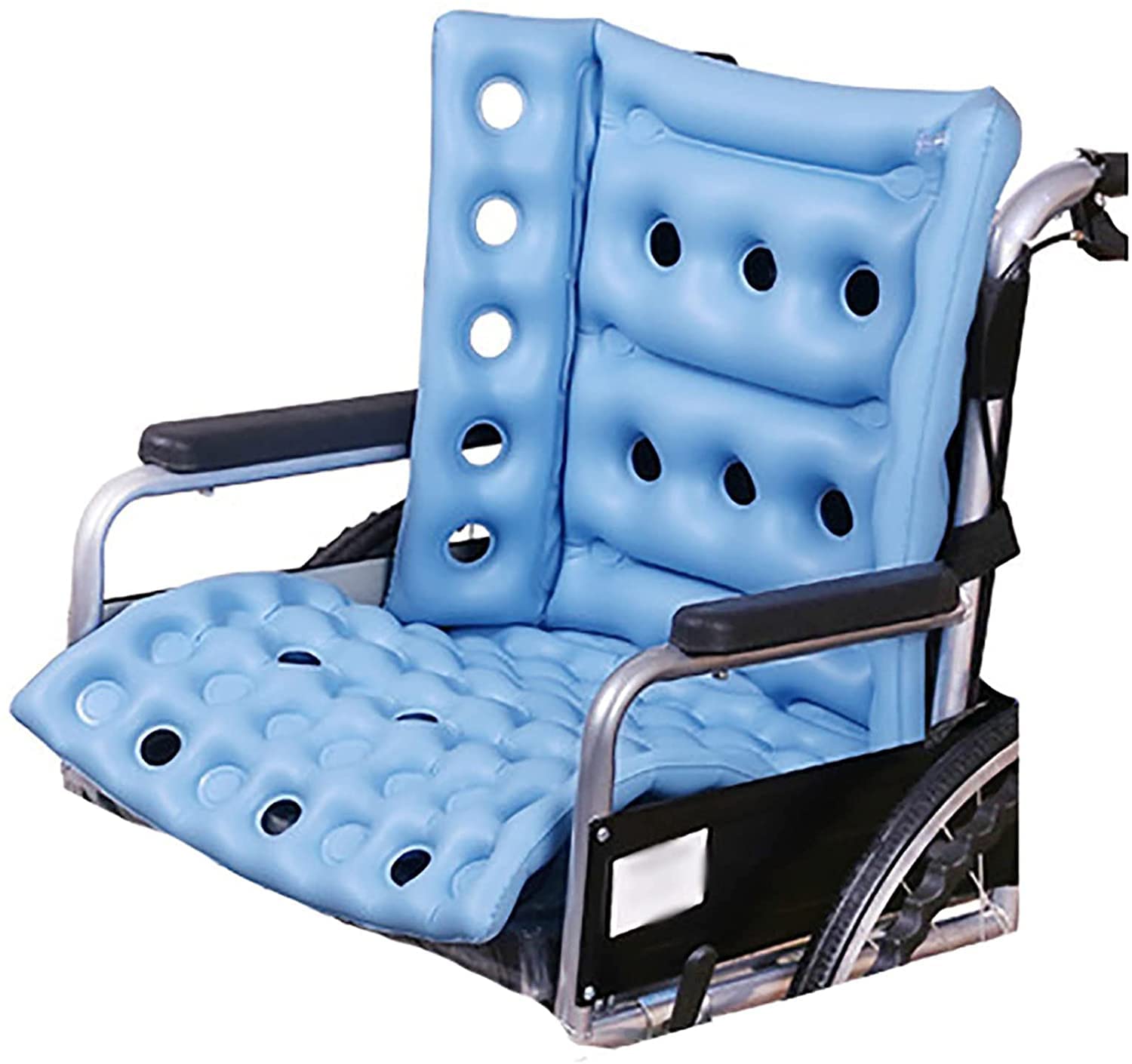 FOOJO Cojín De Asiento Inflable Portátil, Cojín De Asiento Ergonómico Inflable De Aire Asiento De Dolor De Presión Cuadrado Antiescaras, para Silla De Ruedas Y Uso Diario, Azul