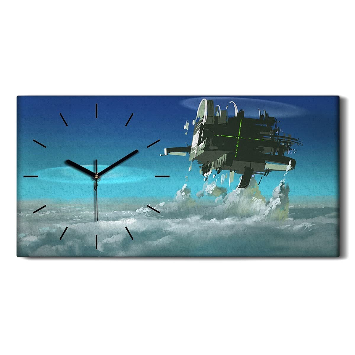 Horloge Fine Sans Tic-Tac Coloray Toile Futuriste 60x30cm pour Dormir en Silence