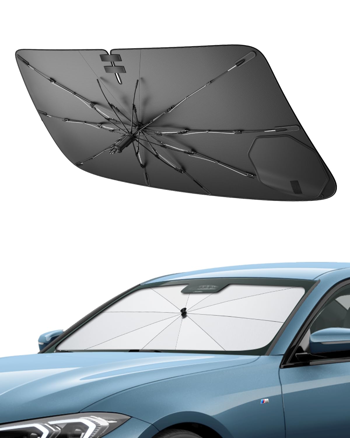 SHAOHAO Kompatybilny z BMW serii 3 G20 4 G22 i3 G28 2020-2026, ochrona przed słońcem do samochodu, osłona przeciwsłoneczna, łatwe przechowywanie, uchwyt sznurka, ochrona przed promieniowaniem UV