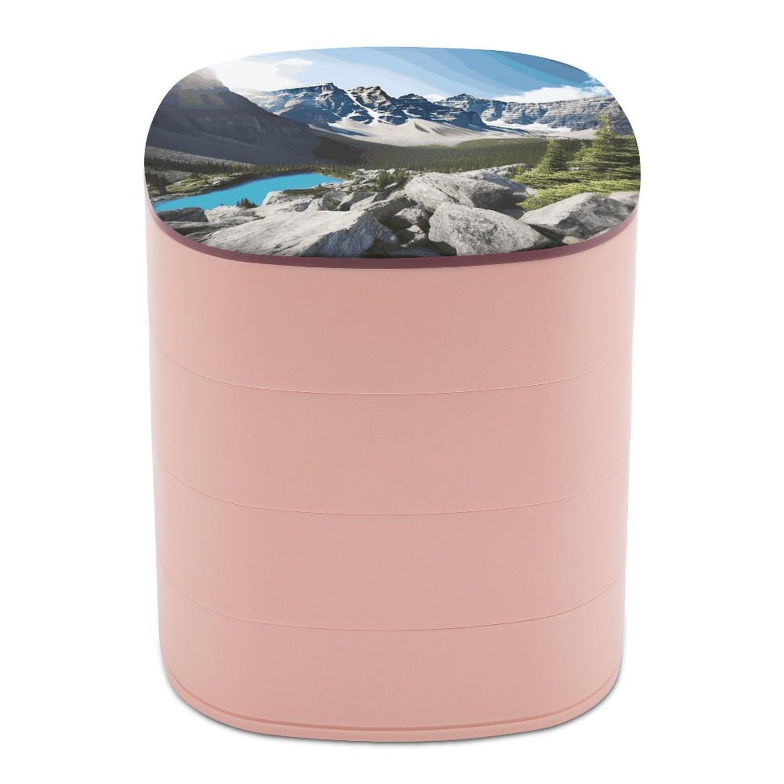 JTREHY Mountains Jewelry Box 4-Layer Covered Rotating Jewelry Storage Box Large Capacity Storage Boxes Portable Jewelry Case for Bracelets Earrings Necklace