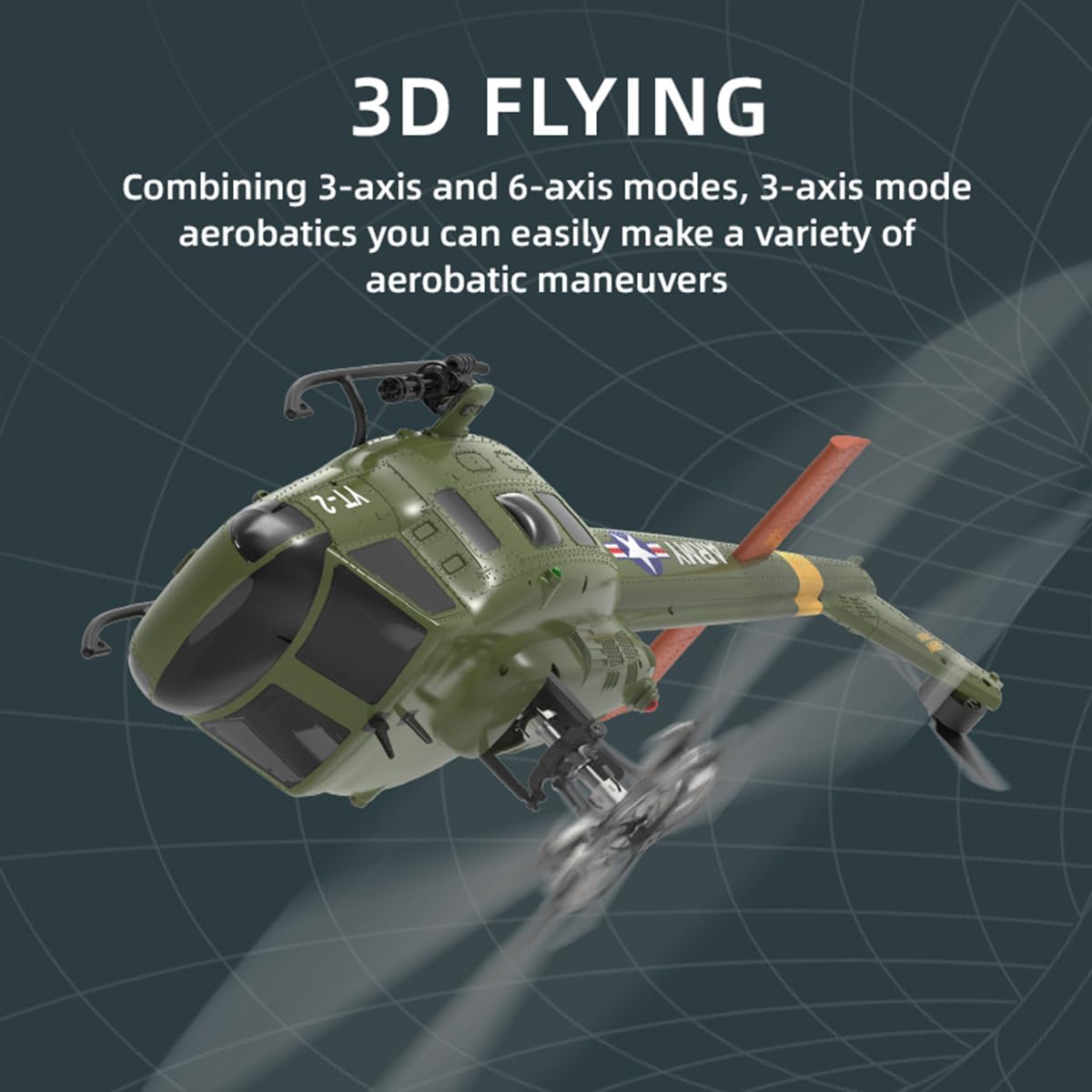 RC śmigłowce dla dorosłych, F07-V 1/34 skala UH-1 Huey 2.4G 6CH bezszczotkowy bezpośredni bezszczotkowy helikopter RC Flybarless RC tryb modelu 1/Mode 2 przełączane (wersja RTF)