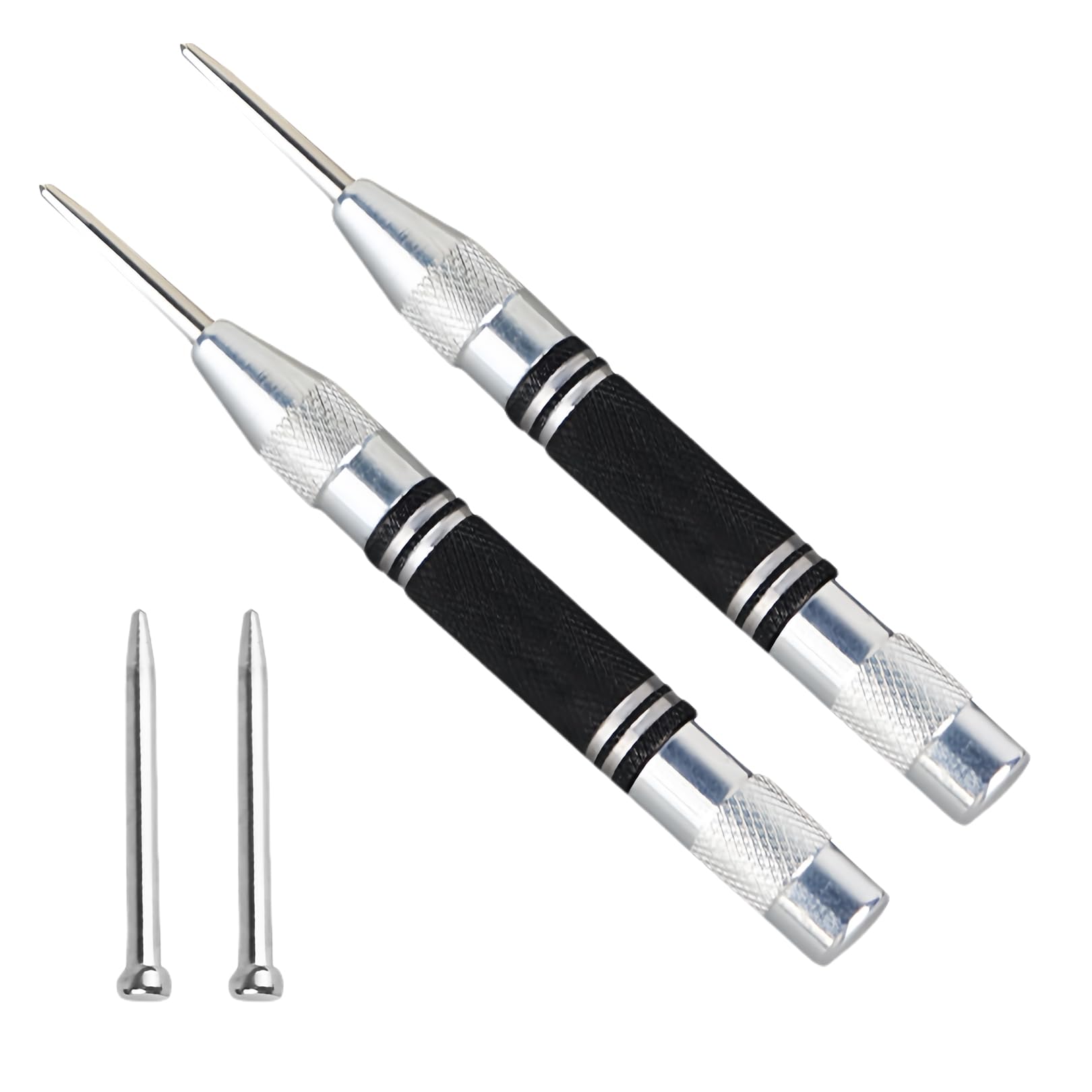 2 Pièces Pointeau a Frapper,Center Outillage Pointeuse Avec Chevilles Goupille Marquage,pour Métalliques Punch Lettre Metal Plaques Poinconneuse Inclinometre Tampon Papier Cuir Outils Estampage Argile