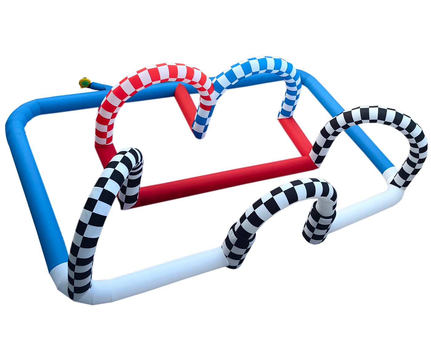 Inflatable Go Kart Race Tracks Inflatable Didi Car Race Track Sport Game Air Racing Bumper Car Happy Hopper Circuit for Birthday Party and Event (Blue Red, 50x26x10FT)