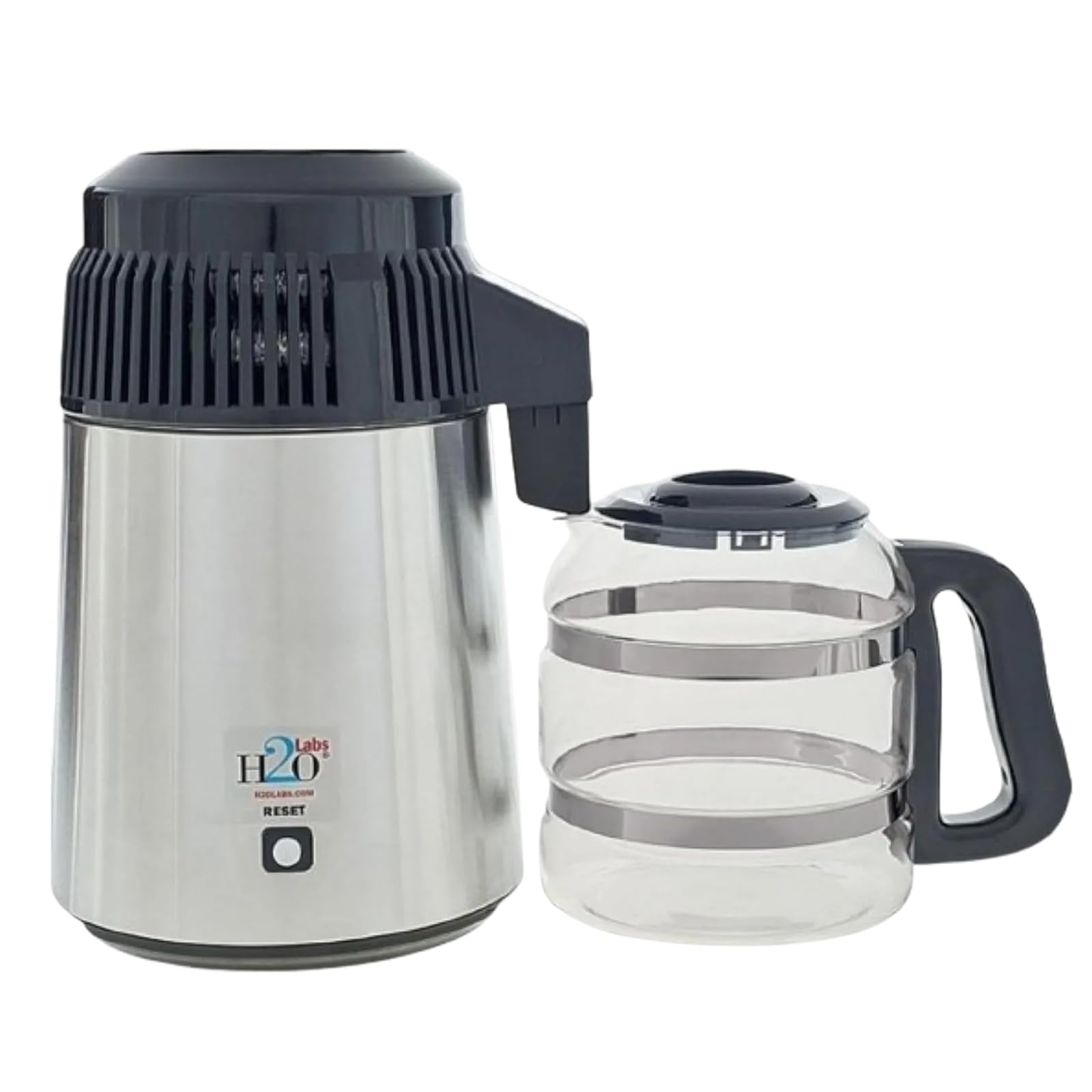 H2o Labs Best-in-Class Countertop Water Distiller - Stainless Steel Home Water Distiller with 1 Gallon Glass Carafe - Porcelain Nozzle Insert & Optimal Heating Element for Pure Distilled Water - 300SS