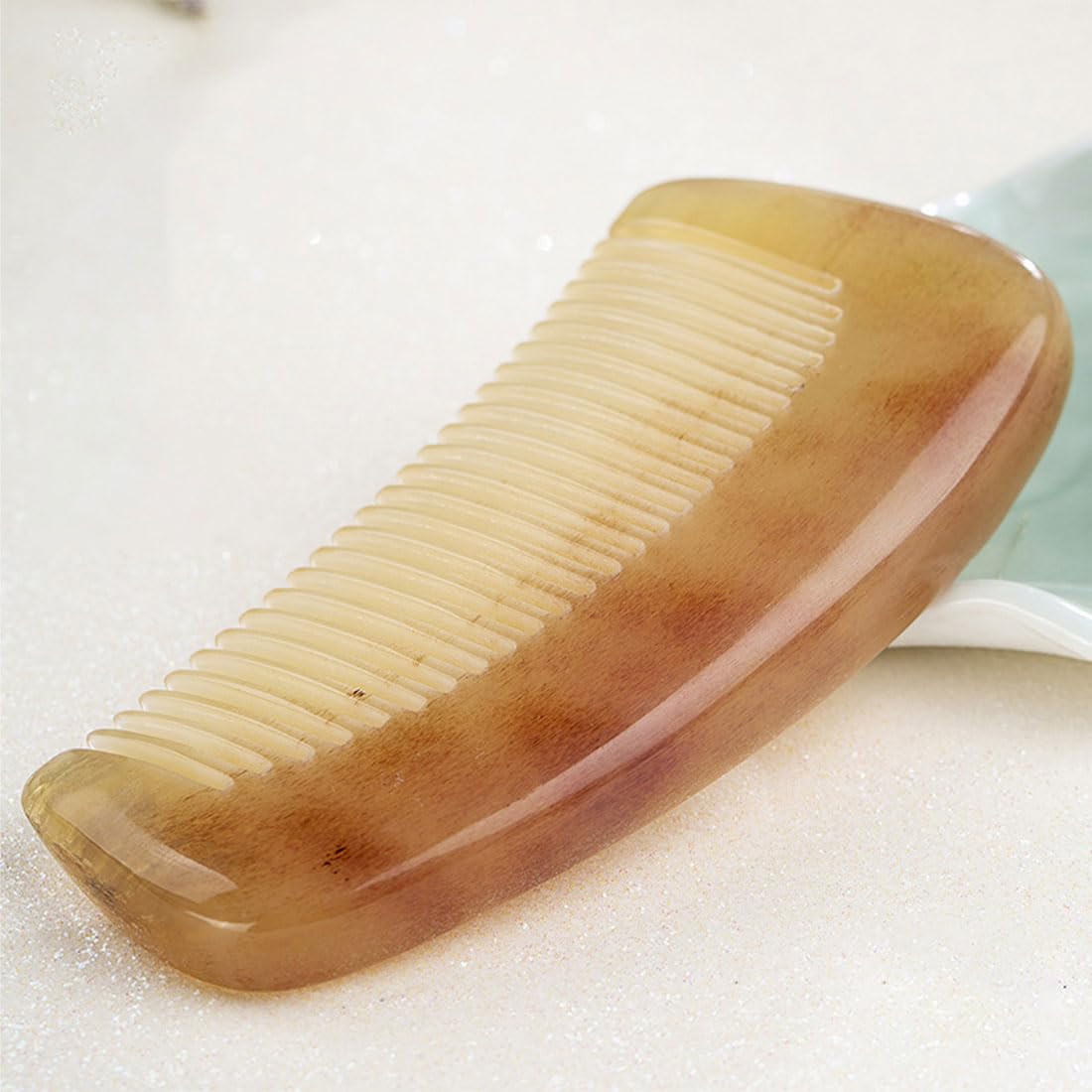 Lockenkamm Aus Ochsenhorn – Antistatischer Halbkreiskamm Für Locken, Kopfmassage Und Haarpflege