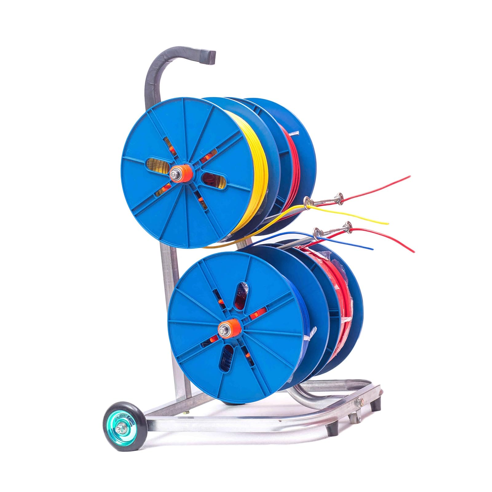 WDSOPK 4/6 Axle Cable Caddy with Wheels,Blue Wire Spool Rack,Removable Electrical Wire Spool Holder Cart,for Industrial and Retail Use (Blue 4 reel)