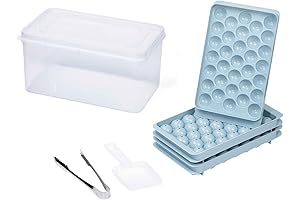 Mini Ice Cube Trays, 99 Rounds in 3 Blue Trays, Bin and Scoop