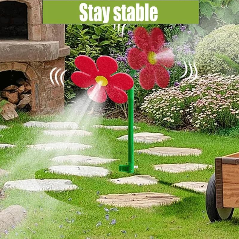 2PCS Crazy Dancing Daisy Sprinkler, 360 Rotatable Flower Sprinklers, Daisy Sprinkler for Dogs, Garden Sprinkler Stake with Adapter, Irrigation Tool for Yard Watering Pets Playing (White+Yellow)