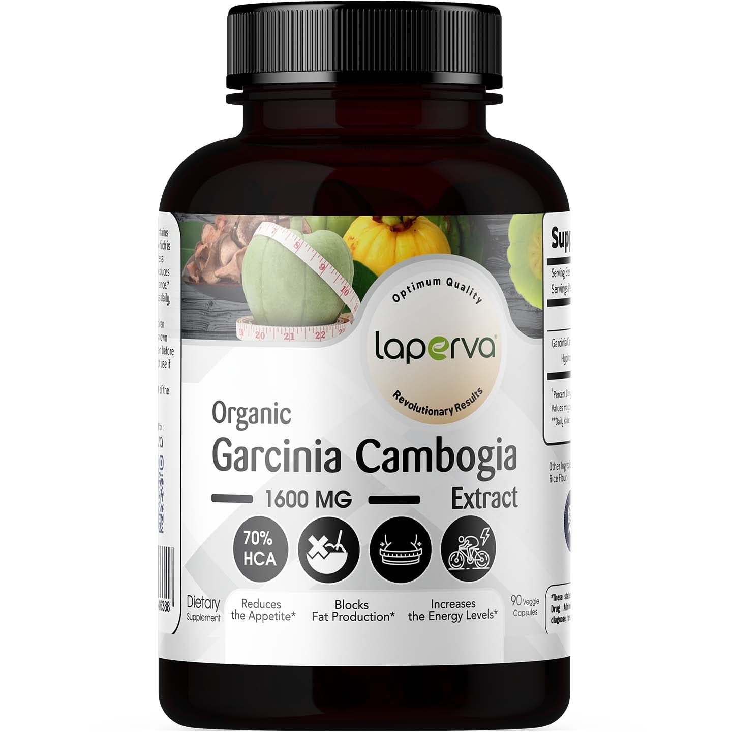 laperva Garcinia Cambogia 1600mg Capsules, Helps to Reduce Appetite, Support the Energy Levels, Maintaining Balanced Blood Sugar Level, Prevent Fat Formation & Reduce Belly Fat (90 Veggie Capsules)