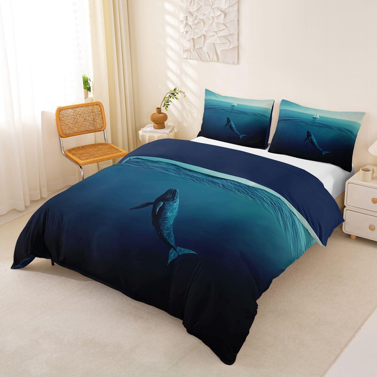 Homewish Shark Super King zestaw pościeli okrutny rekin poszewka na kołdrę ocean zwierzę poszwa na kołdrę podwodny świat oaza zestawy łóżek