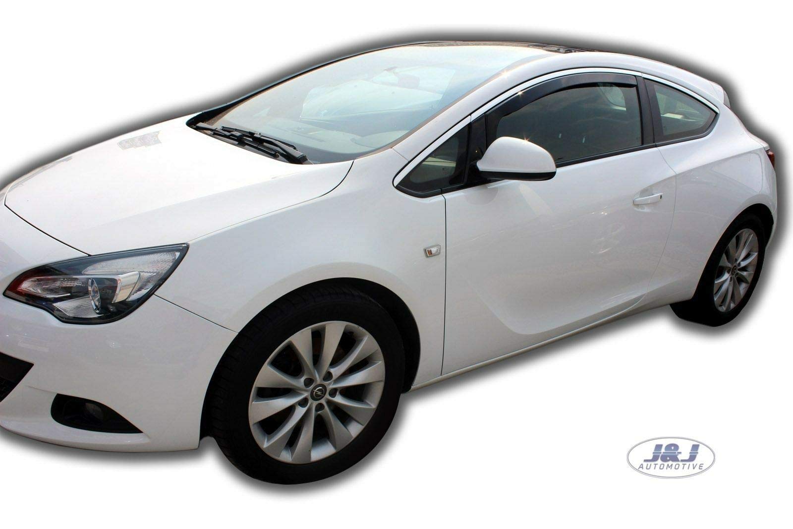 J&J AUTOMOTIVE Windabweiser passend für Opel Astra GTC 3-Türer 2012-2018 2tlg, Heko Regenabweiser Vorne Getönt Dunkel Passform