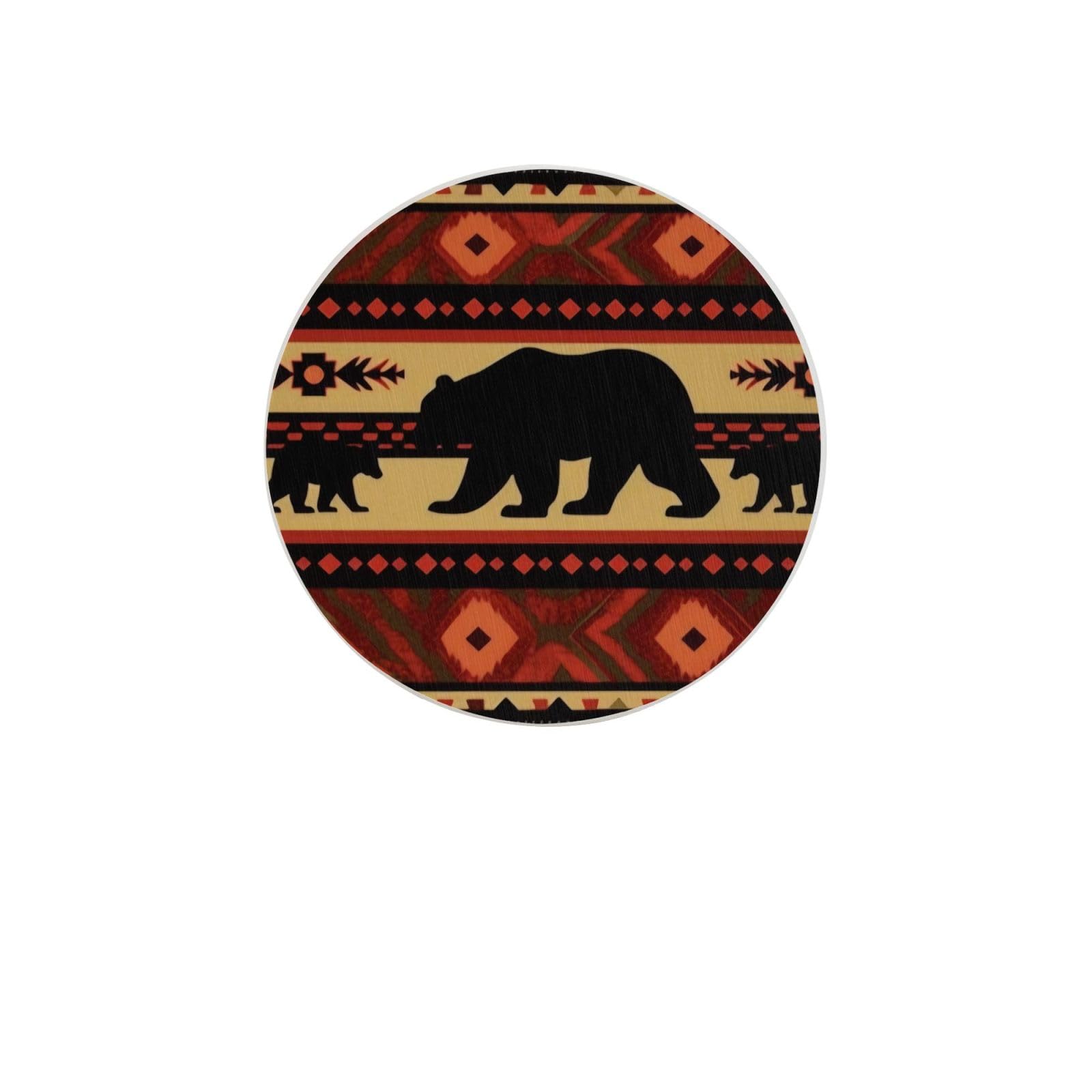 Bear Absorbent Drink Coasters Diatomaceous Round Coaster 4 Inch Reusable Cup Coasters Set 4pc