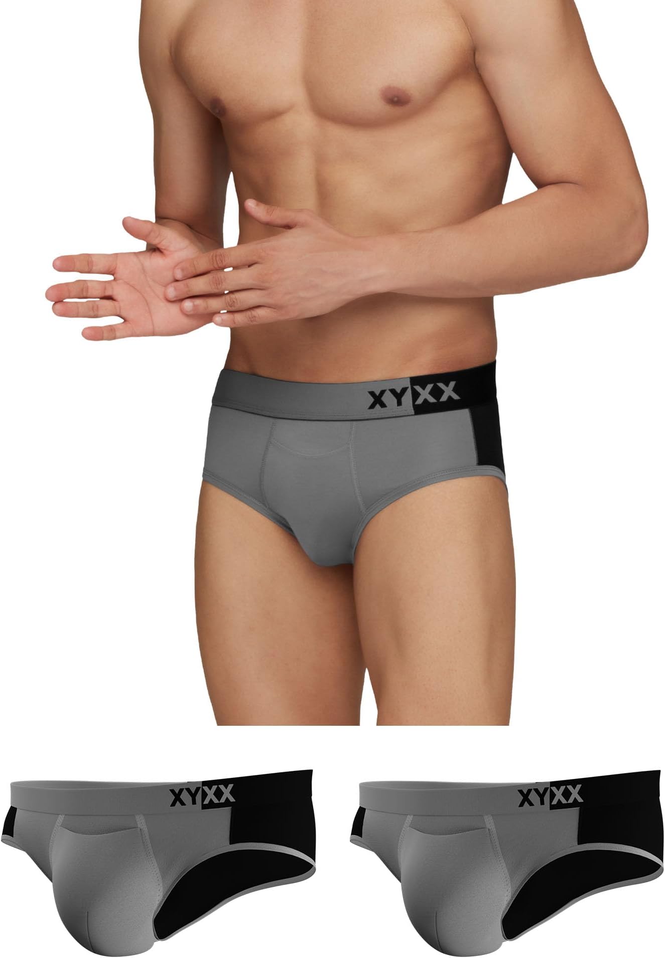 XYXX Men's Underwear Dualist IntelliSoft Modal Brief Pack of 3