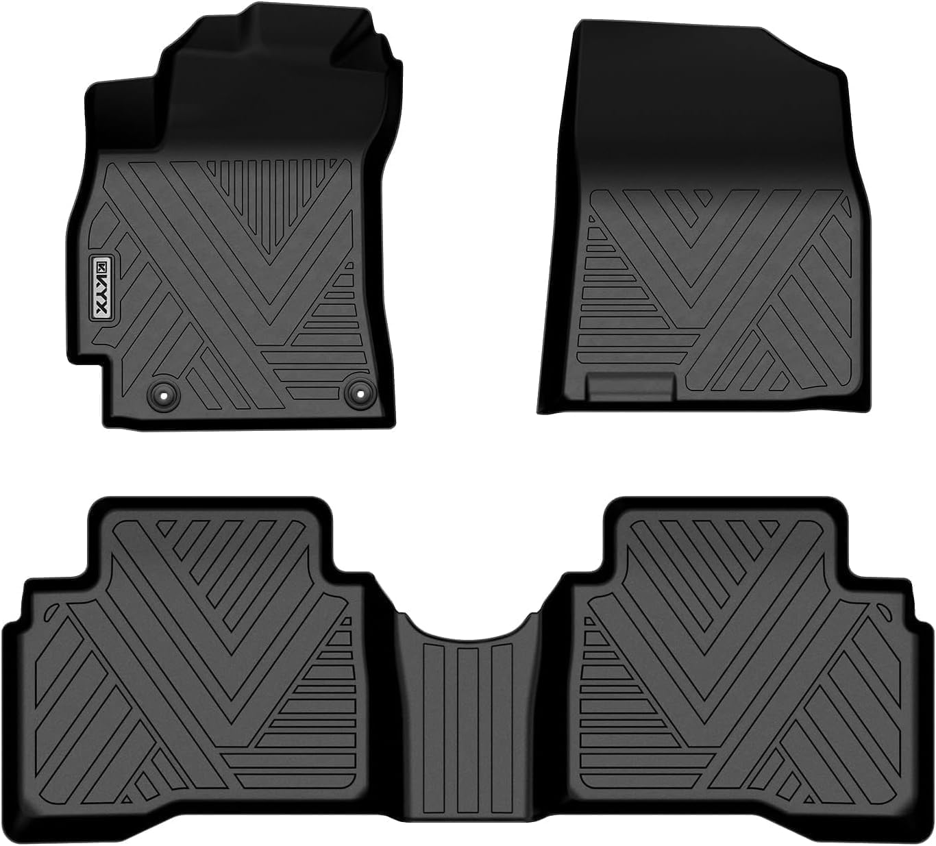 KYX Floor Mats for Hyundai Elantra Hybrid 2021 2022 2023 2024, All Weather Car Floor Mats Front & 2nd Row with High Walls & Metal Name Plate, Custom Automotive Floor Mats Liners TPE Black for Hyundai Elantra 2021-2024 Hybrid