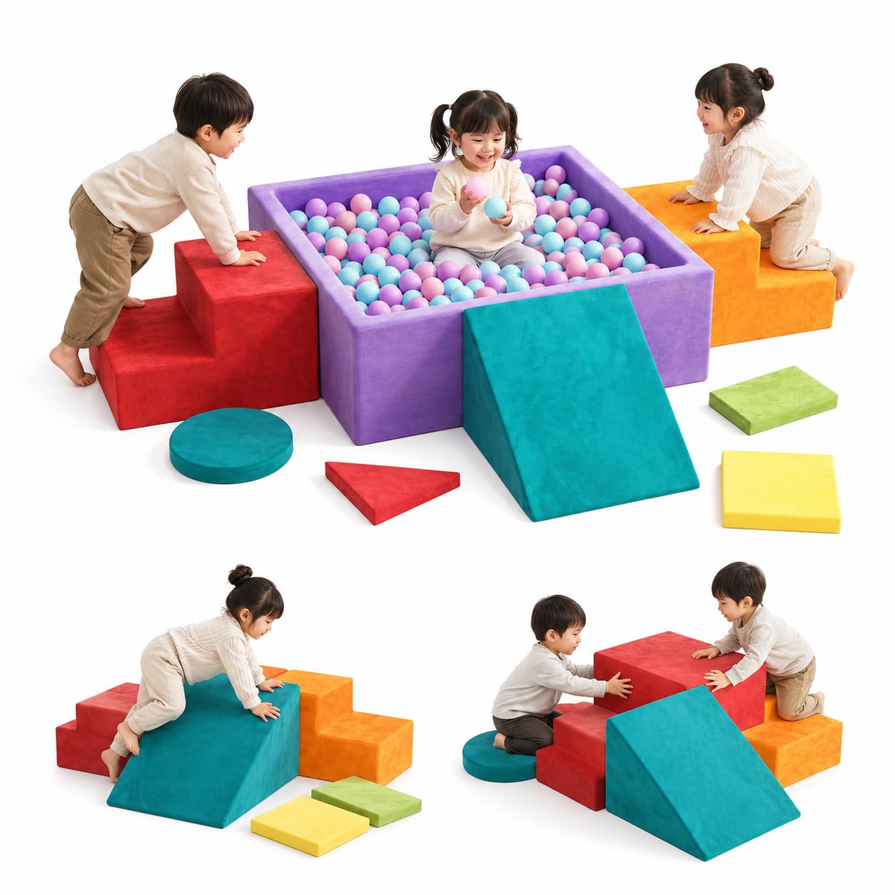Amazon.co.jp: ソフトブロック アスレチック 室内遊具 子供用 8点