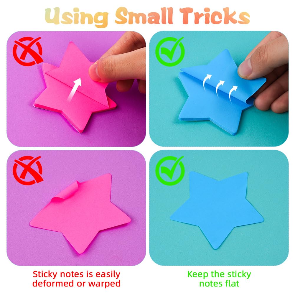 Notes Adhésives Étoile 240 Feuilles 8 Couleurs 66 x 66 mm Blocs Autocollants pour Prise de Notes